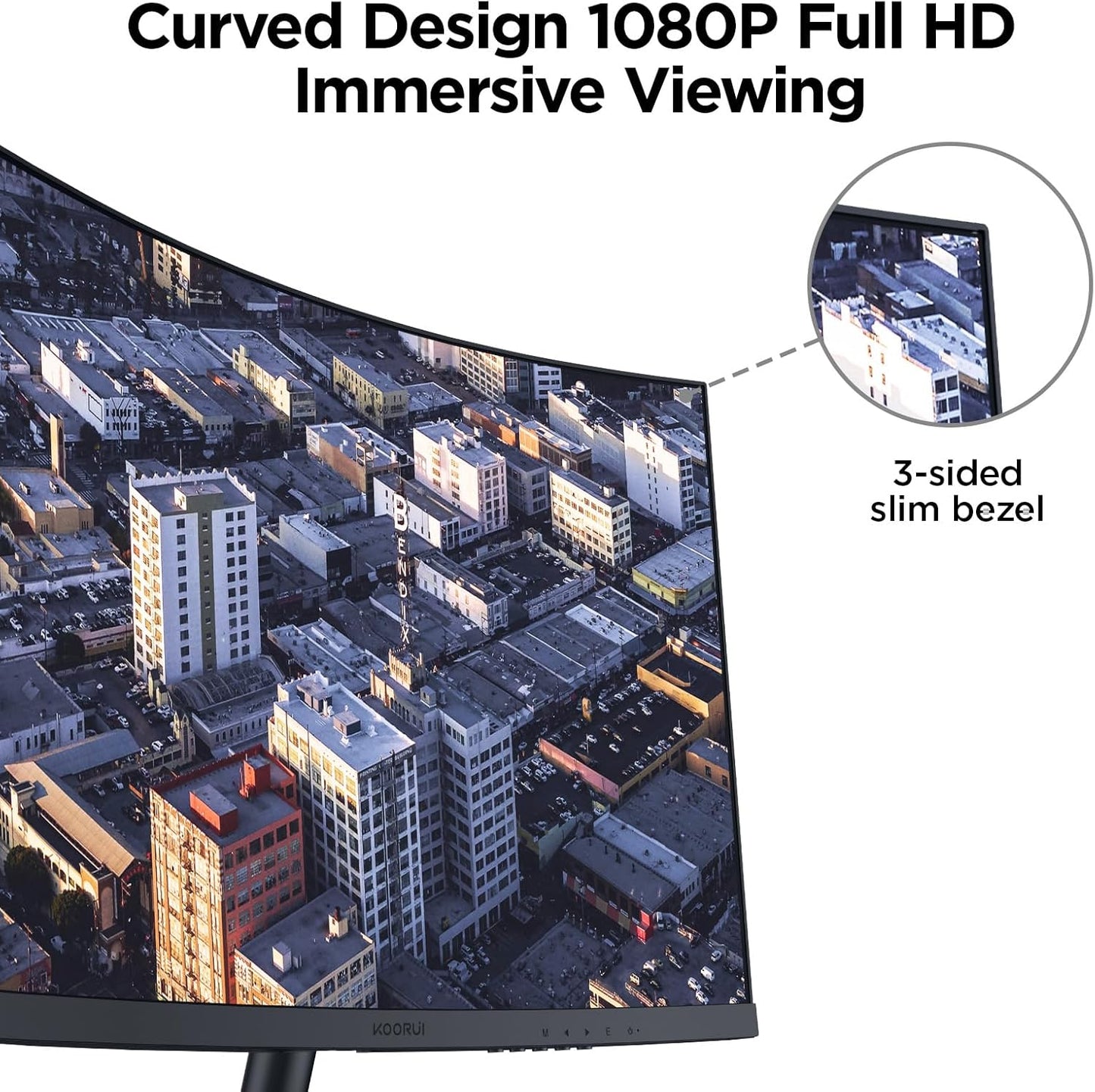 KOORUI 32 inch Curved Gaming Monitor - QHD (2560 x 1440) 2K Display, 170Hz 144Hz Monitors, 1500R Curvature, 1ms, HDR10, Adaptive Sync, Tilt Adjustable, DisplayPort HDMI, Black - 32E6QC