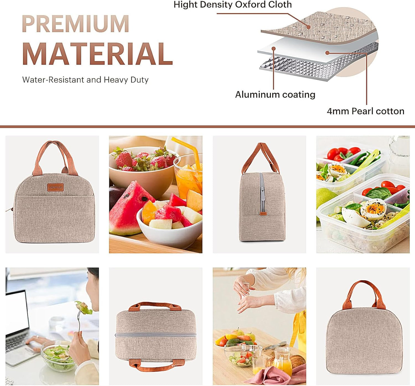 Lunch Bag for Women & Men Adult Insulated Lunch Box, Small Leakproof Cooler Food Lunch Containers Reusable High Capacity Lunch Tote Bags for Work, Travel, Outdoor