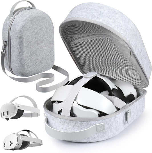 Large Carrying Case for Meta Quest 3/Quest 3S, Hard Travel Case Compatible with Battery Head Strap, Controllers and Other Accessories, Portable Travel Bag for Oculus Quest 3S/Quest 3, Gray