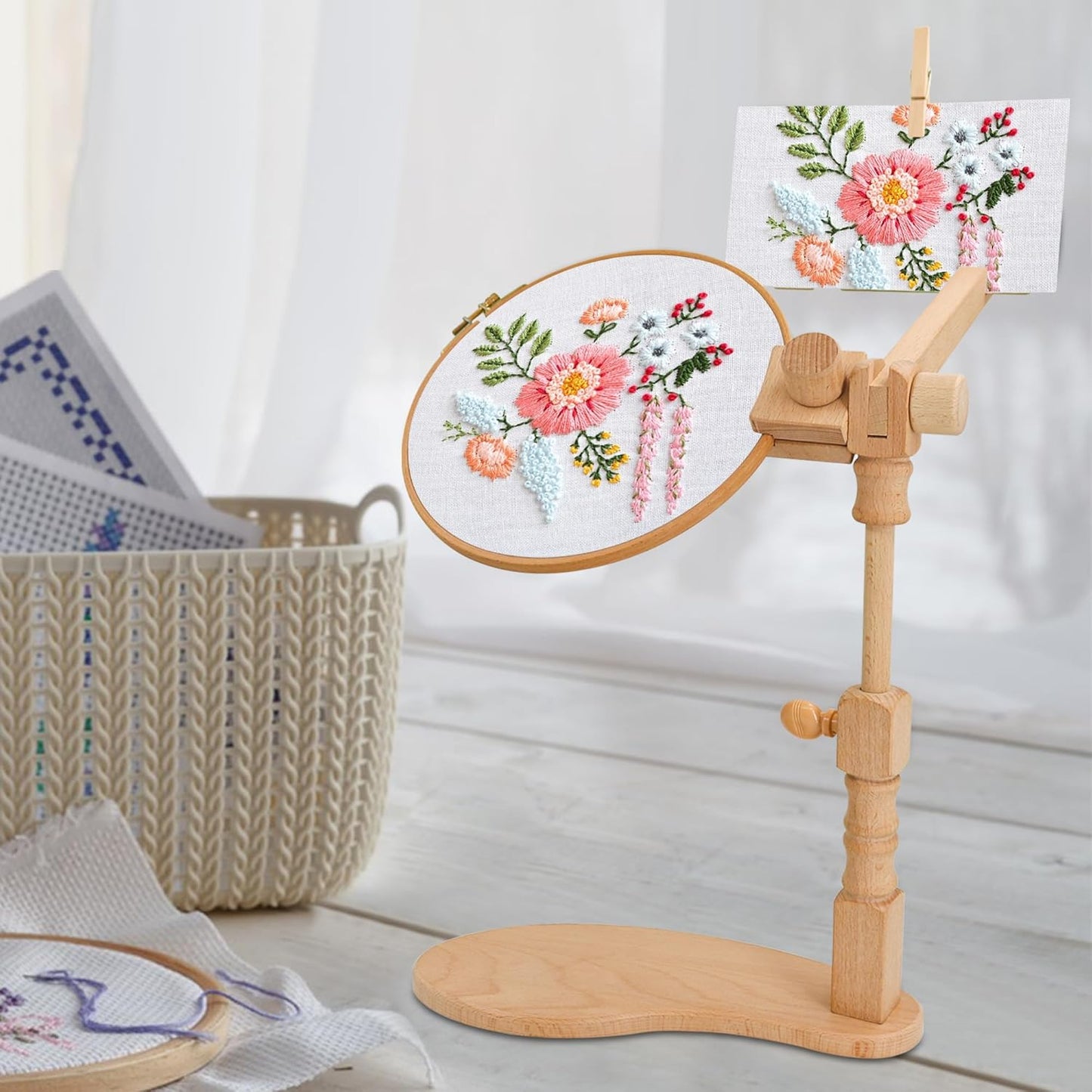 Purilite Select Adjustable Beech Wood Embroidery Hoop Stand
