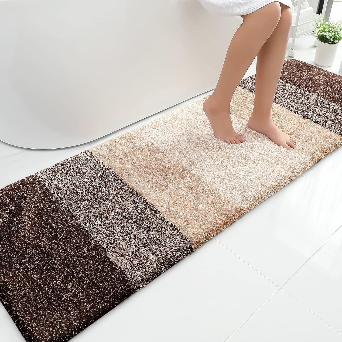 OLANLY Luxury Microfiber Bath Mat, Extra Soft and Absorbent Bathroom Mat, Non-Slip Plush Shaggy Bathroom Rug, Machine Wash Dry, Bath Rugs for Bathroom Floor, Tub and Shower, 16x24, Grey