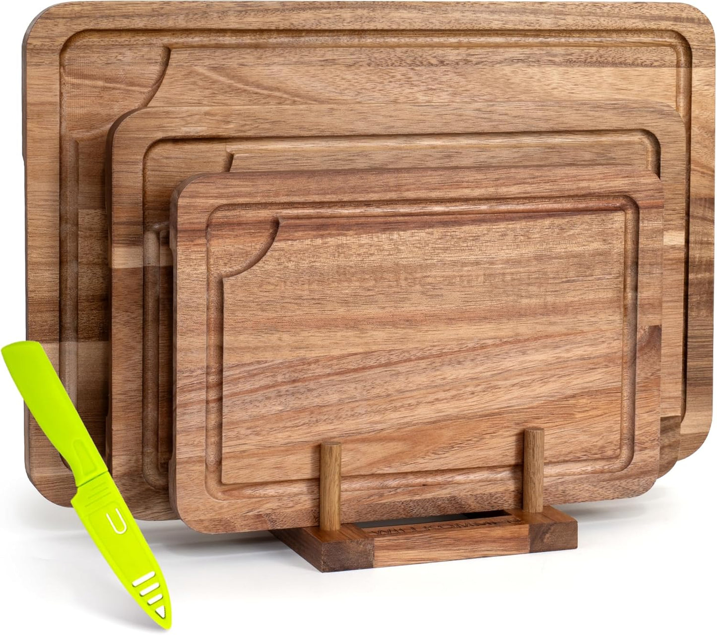 Bamboo Cutting Board Set of 3, Cutting Boards for Kitchen with Juice Groove, Bamboo Chopping Board Set, Serving Board Set for Meat, Fruit Vegetable and Cheese
