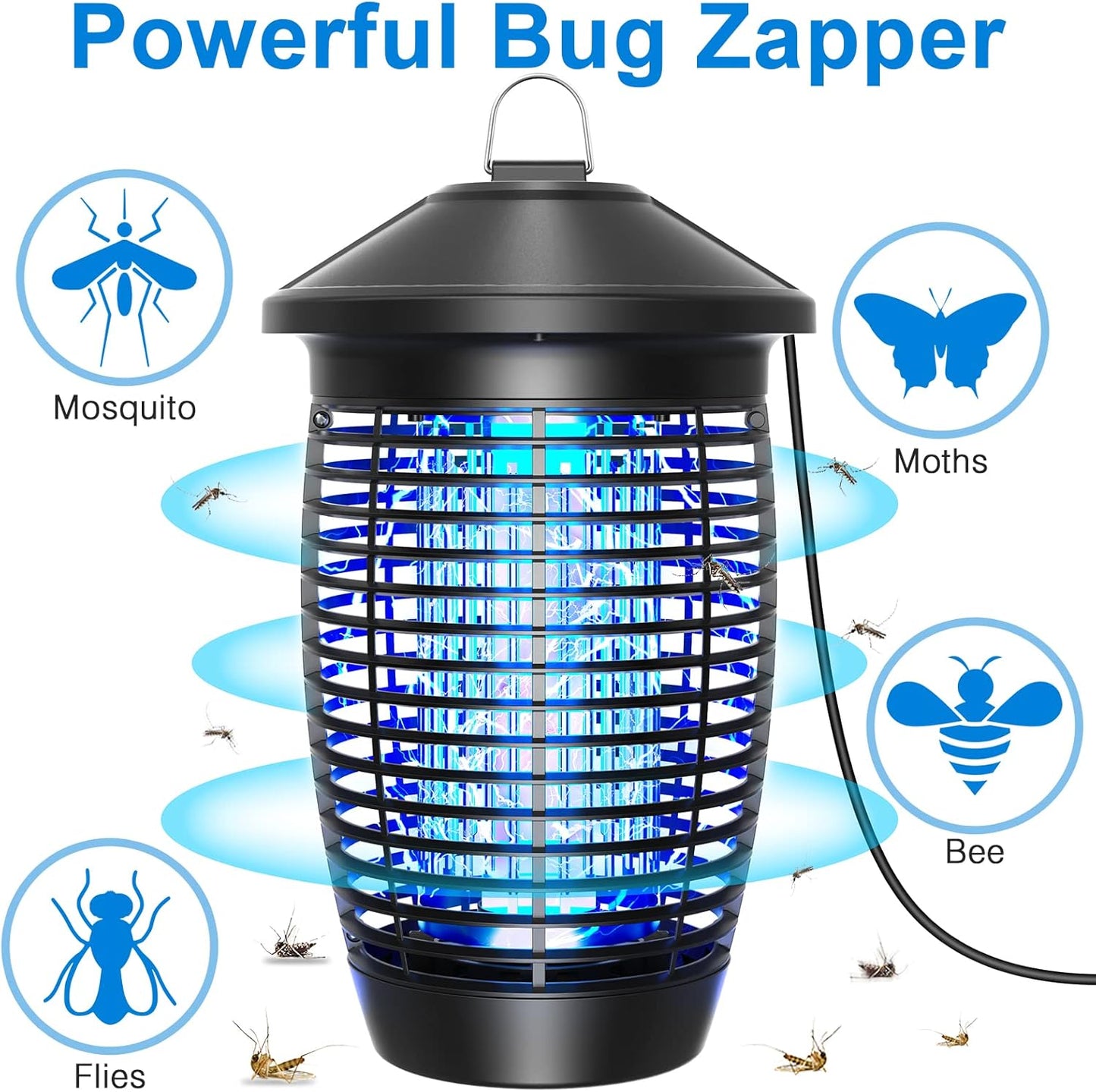 PALONE Bug Zapper Lamp 4500V 20W Light Electric Shock Pest, Electronic Bug Zapper Electric Shock Pest, Plug-in Bulbs Used in Homes,Gardens, Suitable for Indoor and Outdoor Waterproof
