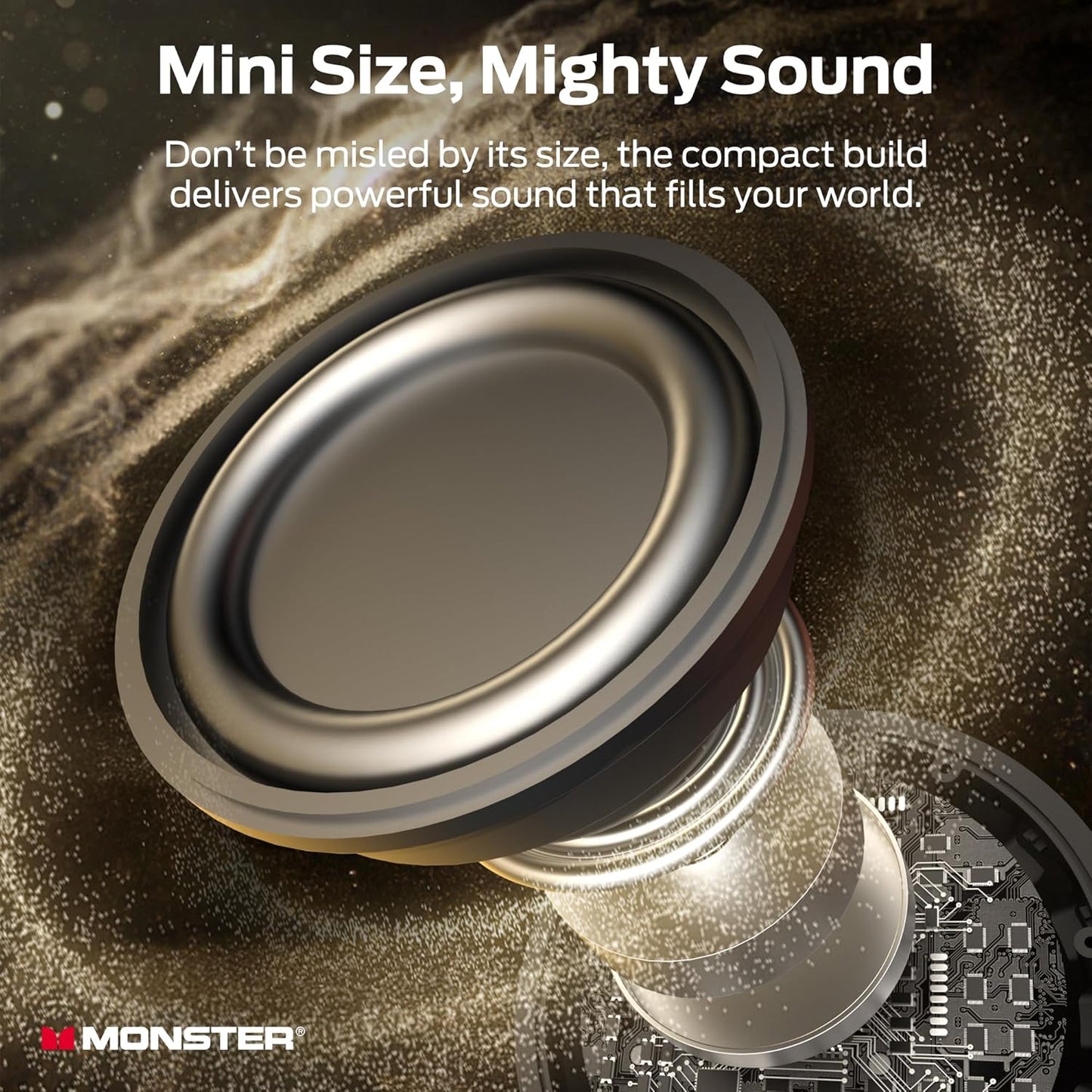 Monster Ripple Portable Bluetooth Speaker, IPX7 Waterproof Shower Speaker, Wireless Speakers with Bluetooth 6.0, Wireless Stereo Pairing, Hands-Free Calling, for Home, Outdoors
