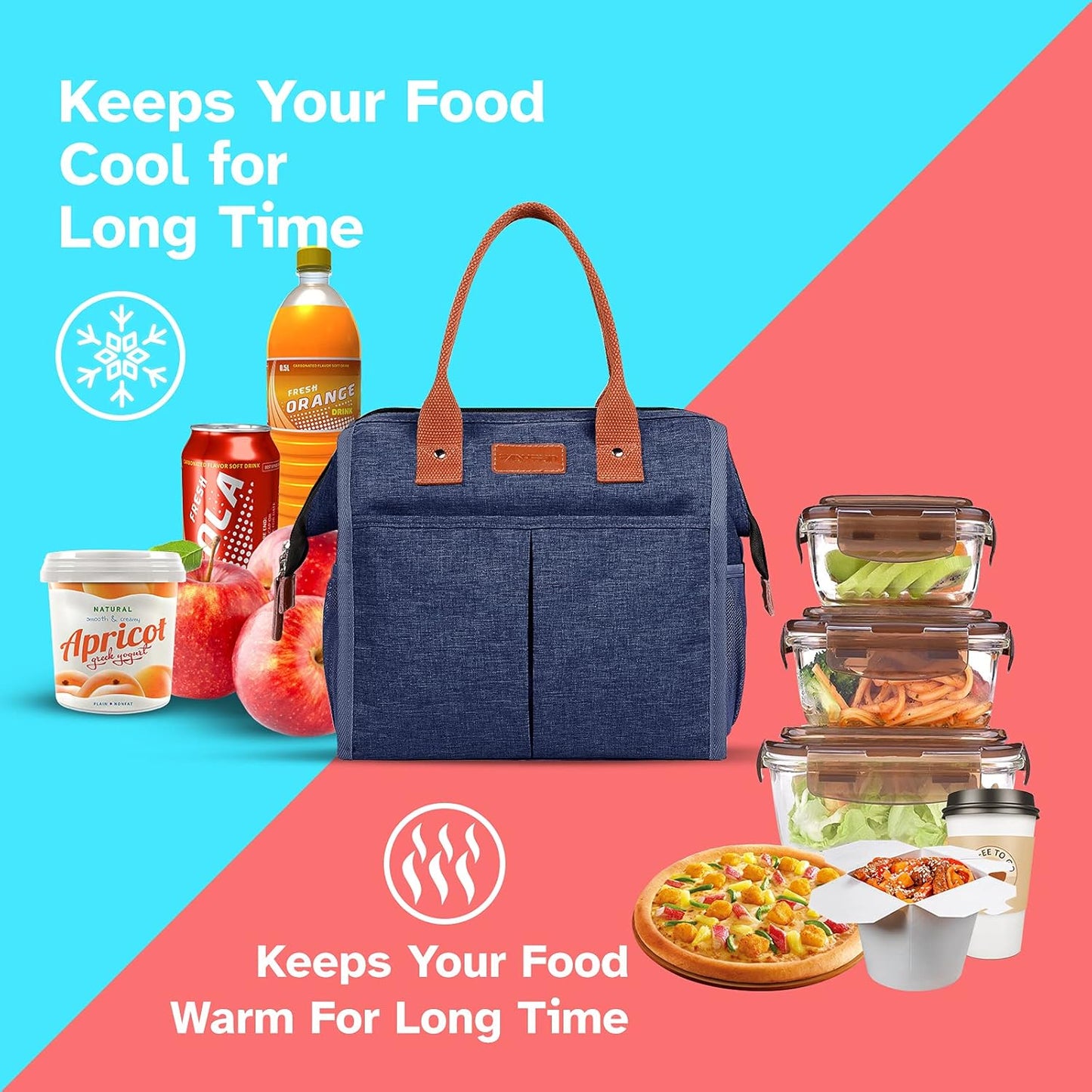 Lunch Bag for Women & Men, Insulated Lunch Box Cooler Tote Bags, Adult Reusable Lunch Boxes with Water Resistant for Work, Travel and Picnic (Grey)