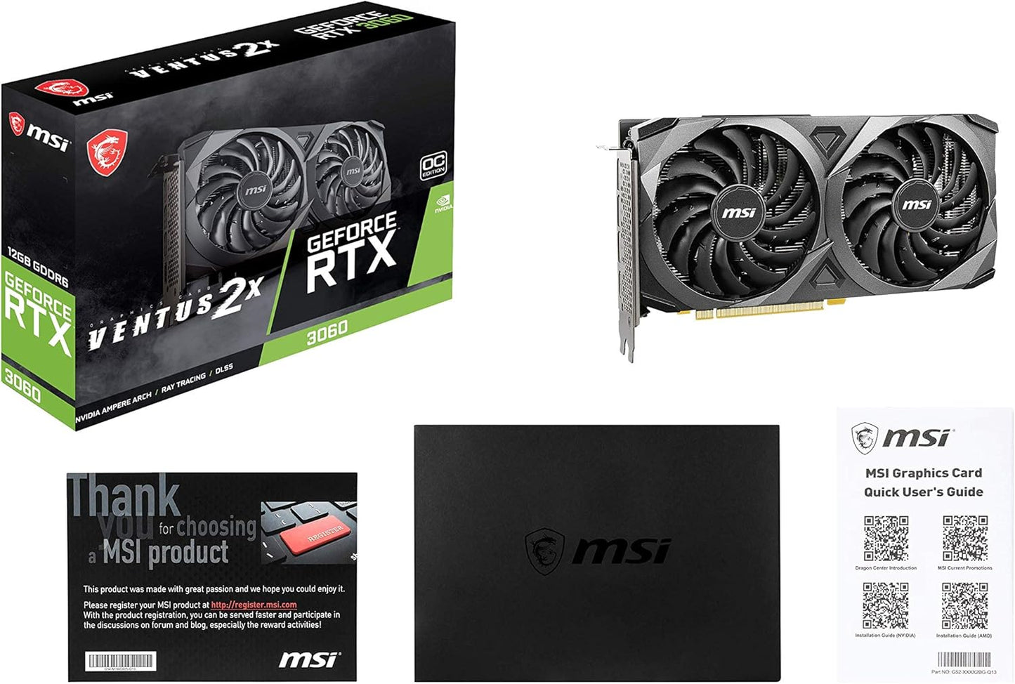 MSI Gaming GeForce RTX 3060 12GB 15 Gbps GDRR6 192-Bit HDMI/DP PCIe 4 Torx Twin Fan Ampere OC Graphics Card (RTX 3060 Ventus 2X 12G OC)