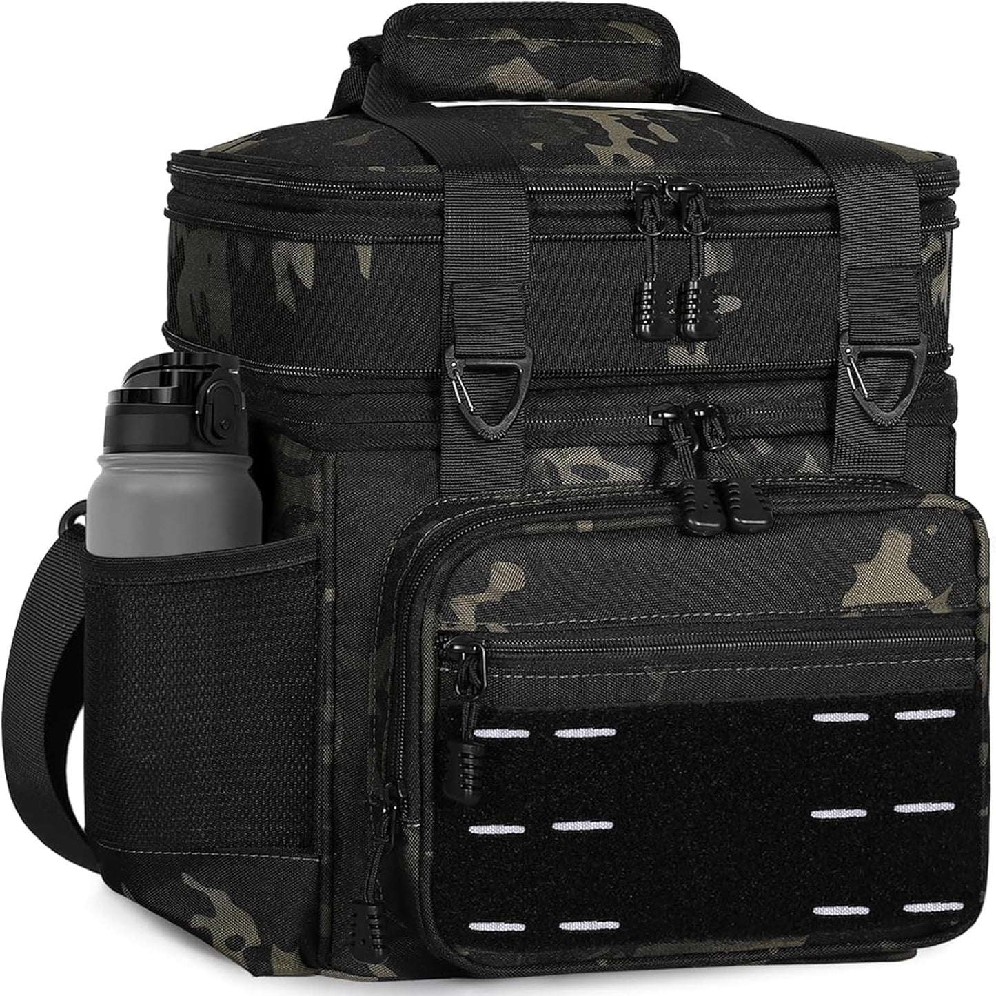 Lunch Box Cooler Bag - Insulated Tactical Lunchbox for Men - XLarge Lunch Pail Lunch Kit for Adults Work Outdoor Shifts Trips Black Camo 25L