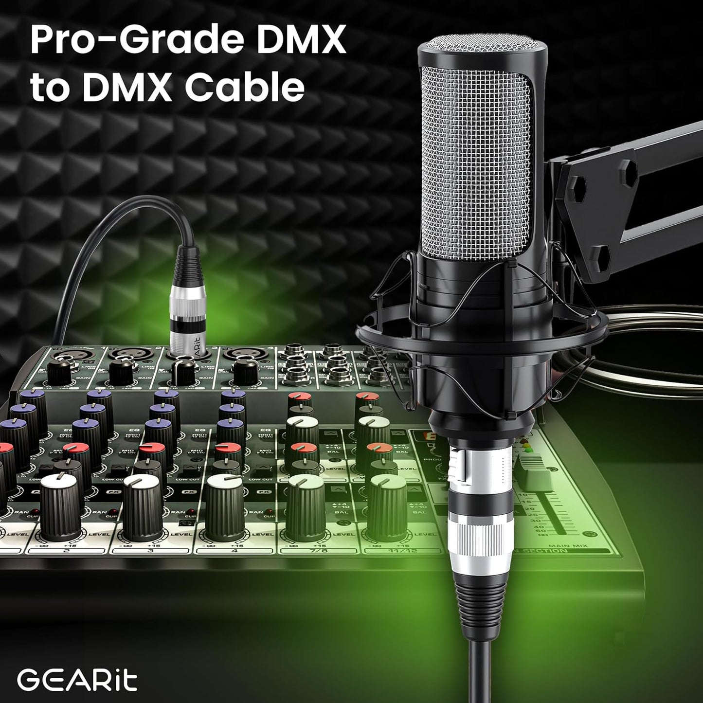 GEARit XLR Male to Female Microphone Cable (10 Feet, 6-Pack) 3-Pin Balanced Shielded Mixer, Recording Studio, Podcast - Black