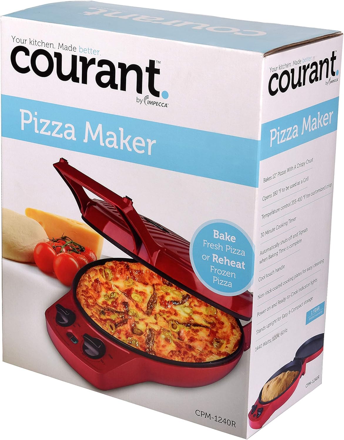 Courant Pizza Maker with Timer 12" 1pc Red