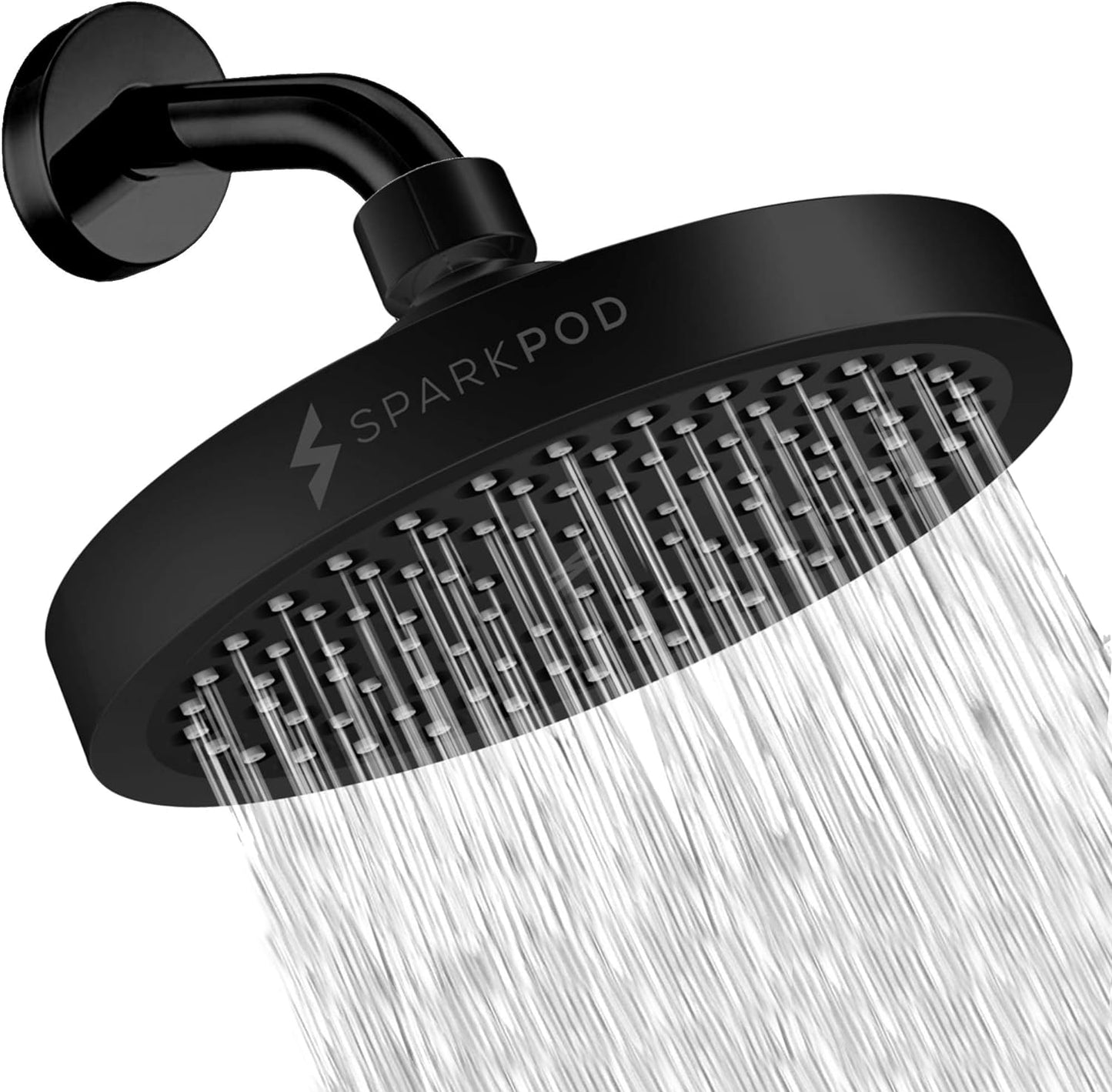 SparkPod Shower Head - High Pressure Rain - Premium Quality Luxury Design - 1-Min Install - Easy Clean Adjustable Replacement for Your Bathroom Shower Heads (Luxury Polished Chrome, 6 Inch Round)