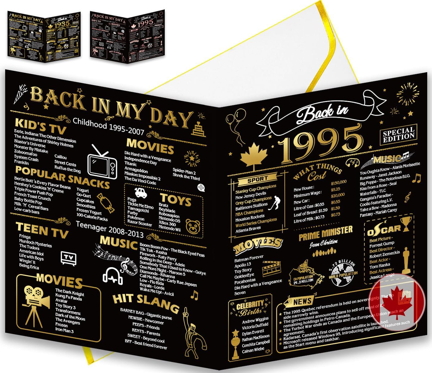 50th Birthday Card, Jumbo CANADA 25x20cm Back in 1975, Gilding Happy 50th Birthday Decoration for Woman, Men, Funny 50 Birthday Gifts for Wife, Husband, Him, Her, Mom