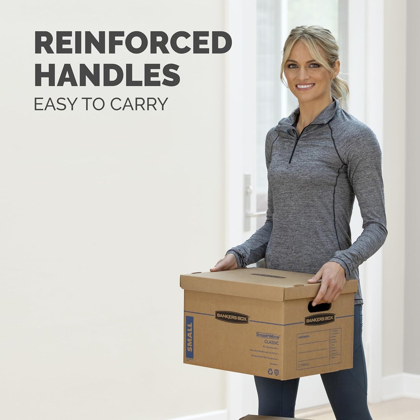 Bankers Box SmoothMove Classic Moving Kit Boxes, Tape-Free Assembly, Easy Carry Handles, 8 Small 4 Medium, 12 Pack(7716403)