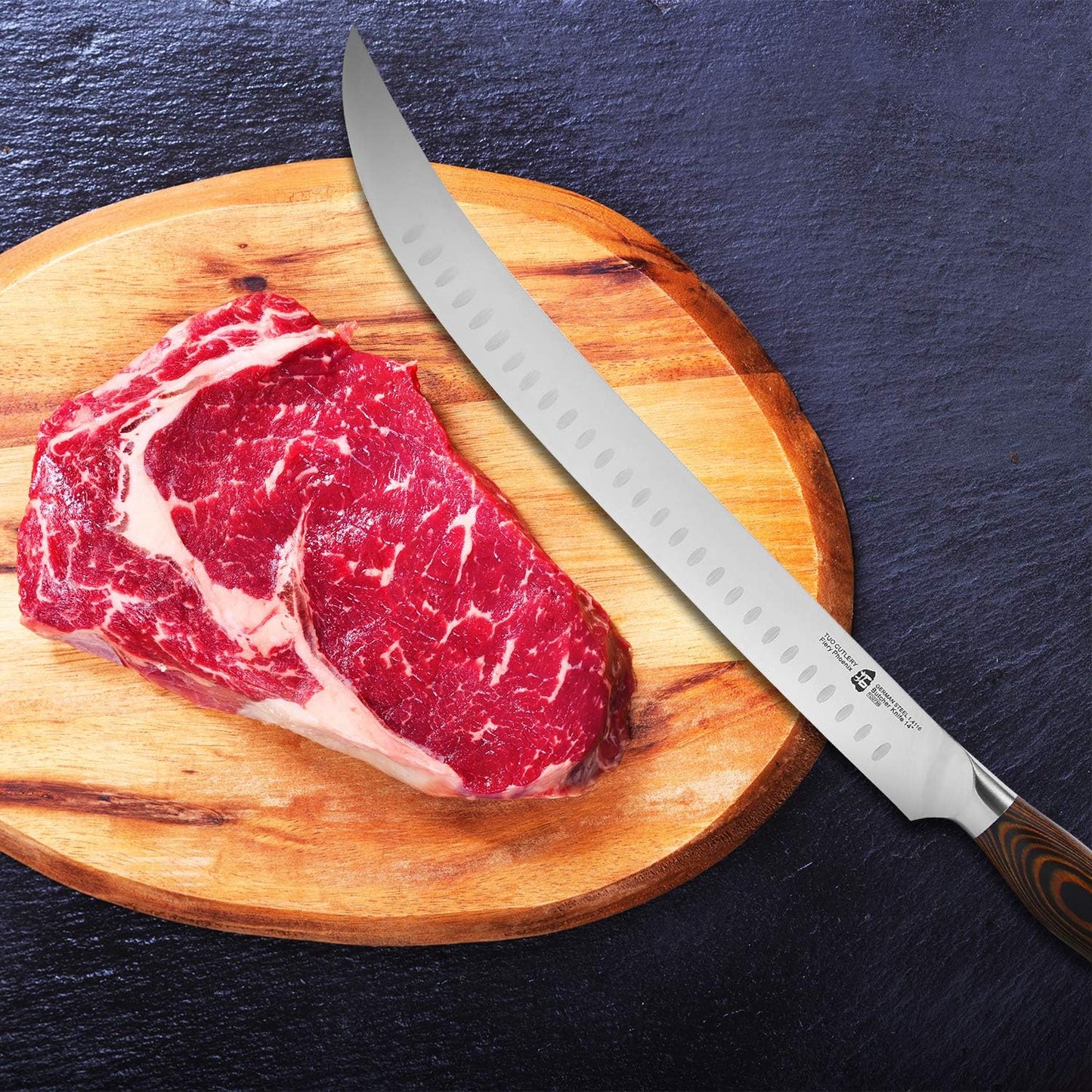 TUO Boning Knife - Razor Sharp Fillet Knife - High Carbon German Stainless Steel Kitchen Cutlery - Pakkawood Handle - Luxurious Gift Box Included - 7 inch - Fiery Phoenix Series