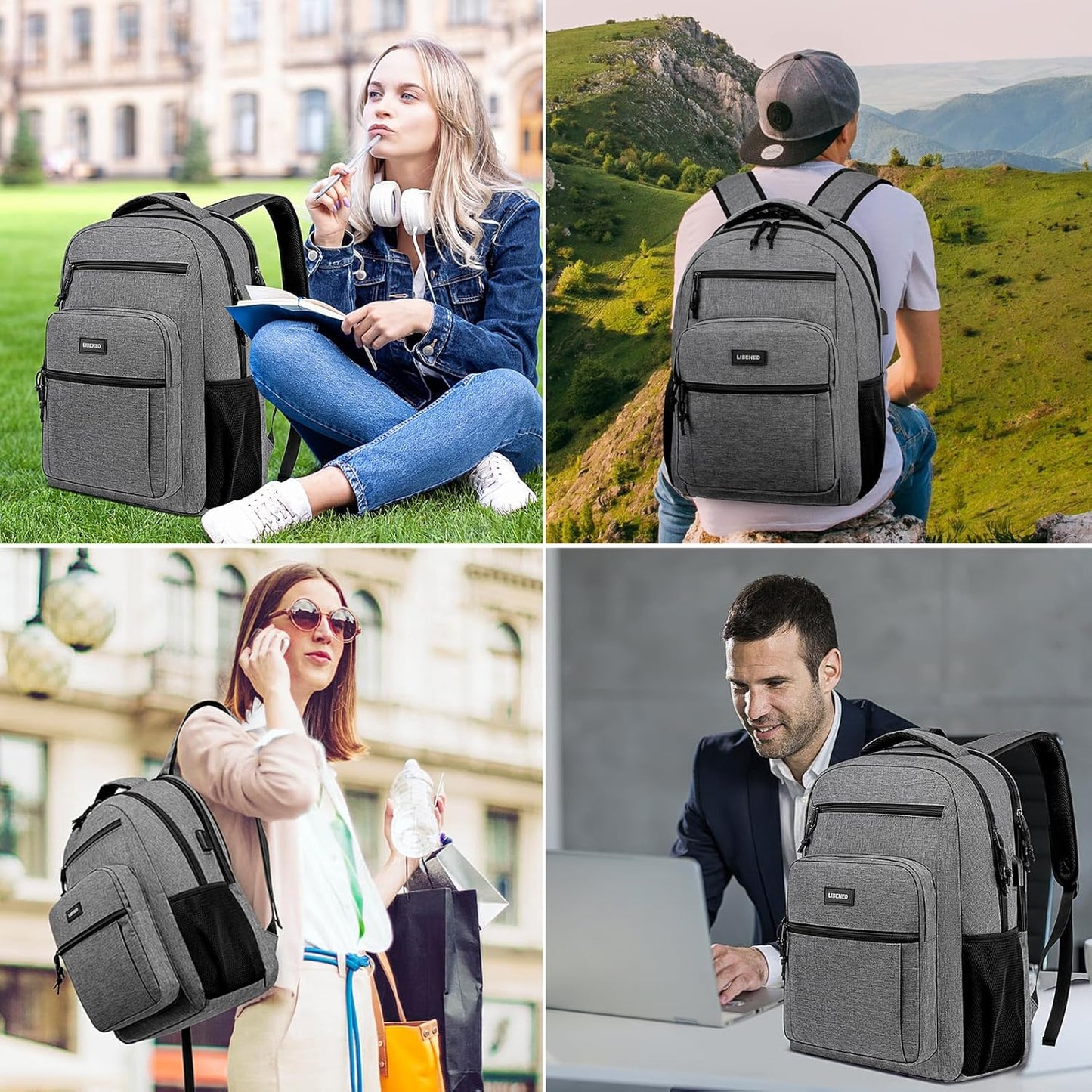 School backpack for Teen Boys, Backpack for Men,15.6 inch Laptop Backpack with USB Charging Port, Large Computer Bookbag with Compartments, Ergonomic Straps, Black