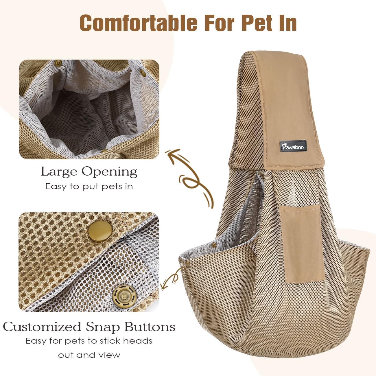 Pawaboo Small Dog Sling Carrier, Reversible Hands Free Dog Sling Carrier for Small Dogs and Cats, Puppy Sling Carrier with Adjustable Strap Buckle & Safety Harness, Puppy Essentials, Grey