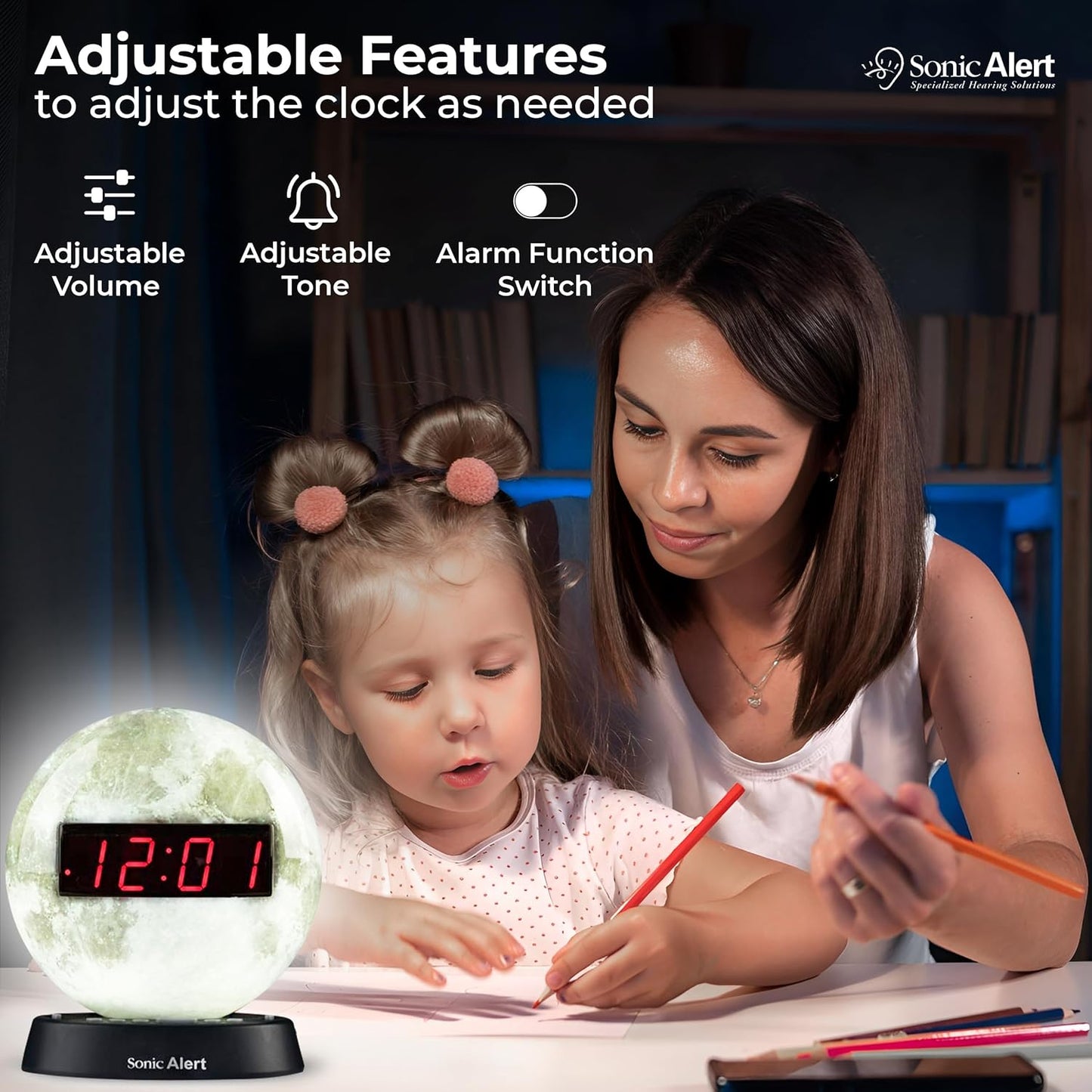 Sonic Alert Baseball Alarm Clock Nightlight for Heavy Sleepers - Loud & Compact Alarm Clock for Bedroom - Battery Backup & Full Range Dimmer - Easy to Set Digital Alarm Clock for Kids - AUX Connection