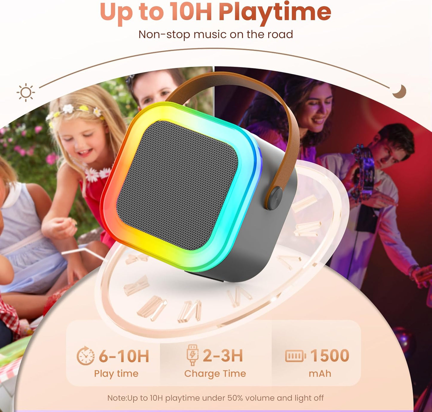 Karaoke Machine for Kids Adults, Portable Bluetooth Mini Karaoke Microphone Singing Speaker Karaoke Player with 2 Wireless Mic Toys for All Smartphones,Birthday, Family,Home Party (Purple)