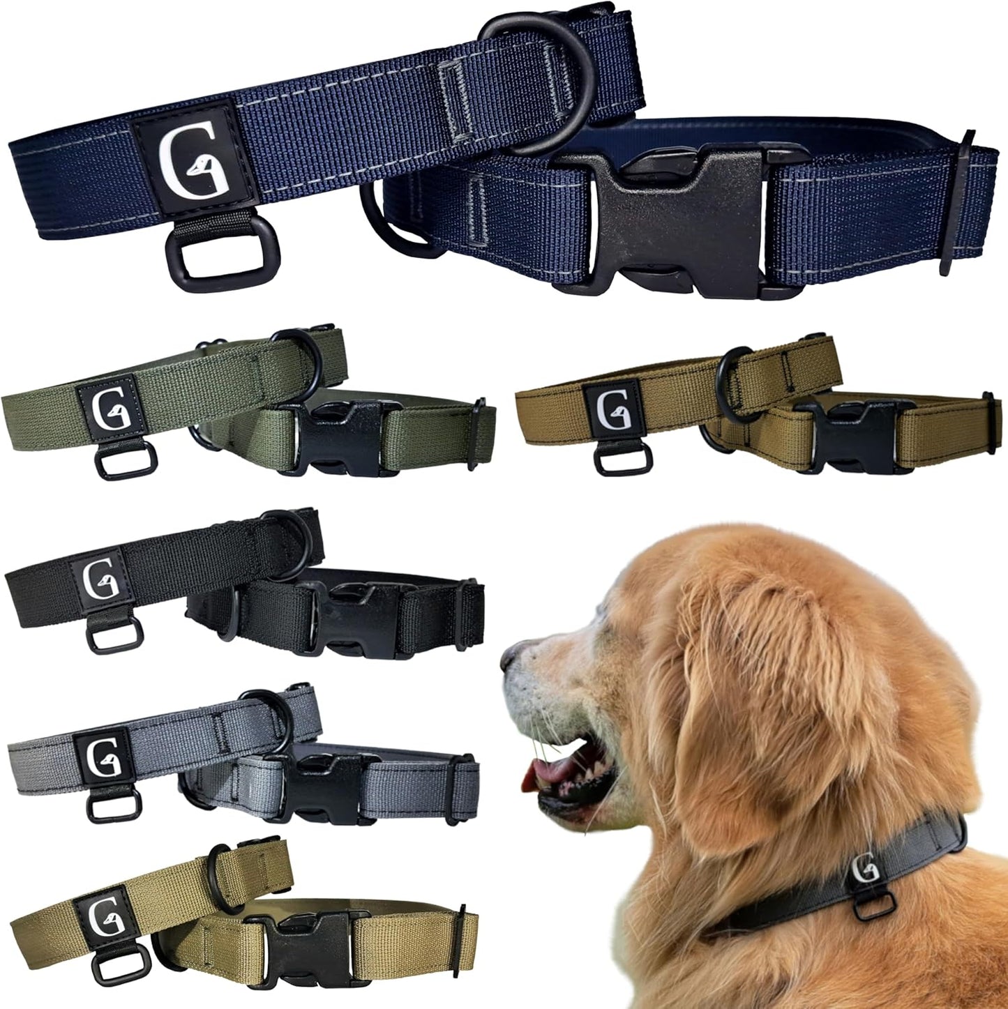 GOOSEMAN’S Gear - Dog Collar Medium and Large Breed - Made in Canada - Military Grade Buckle (Collier Pour Chien) (Ranger Green, X-Large)