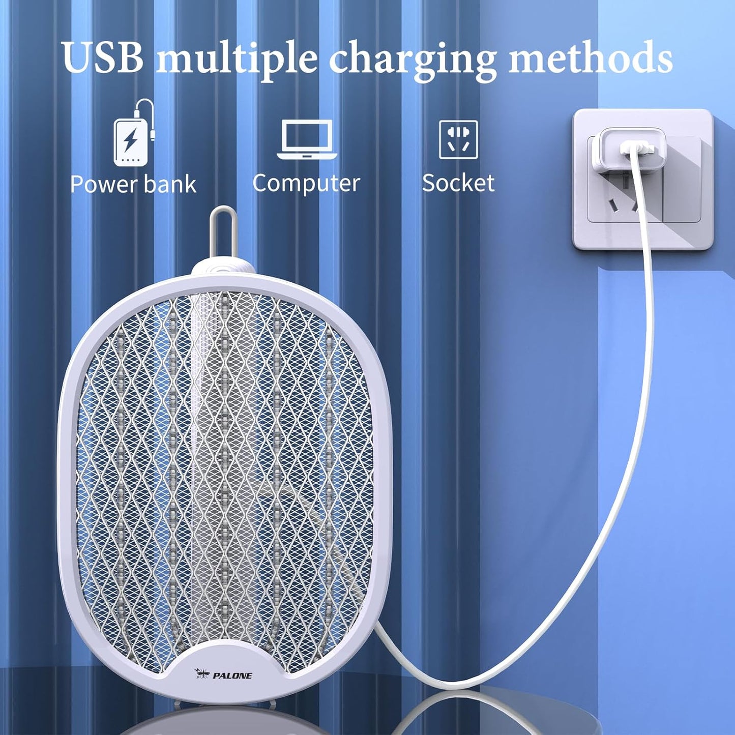 PALONE Solar Bug Zapper with 5.5W Solar Panel Charging, USB Charging Bug Zapper Light for Outdoor and Indoor