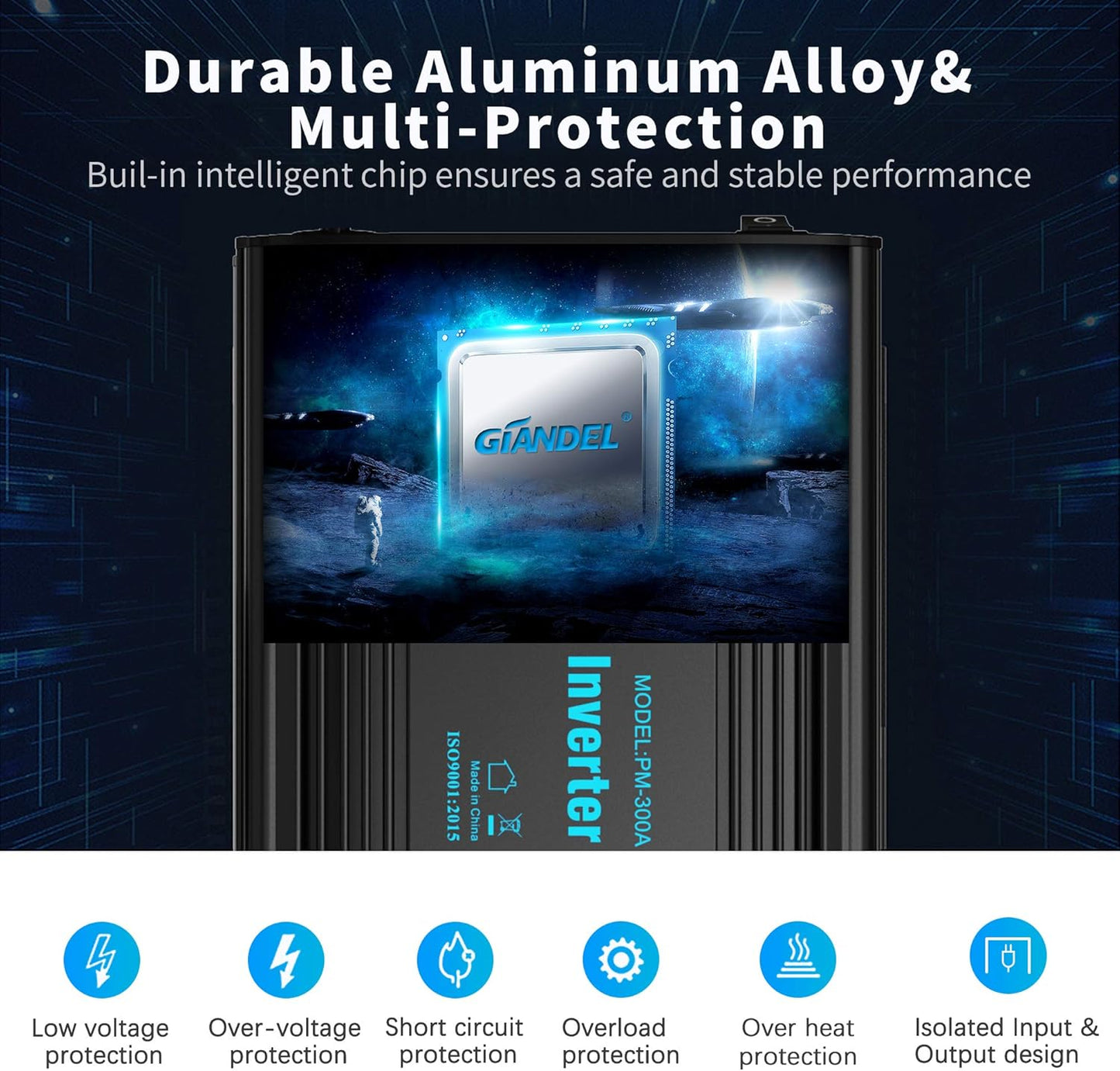 300W Power Inverter DC 12V to AC 120V Car Power Converter Adapter with 2x2.4A USB Ports and LED Display Dual AC Outlets【3YRS Warranty】 Black