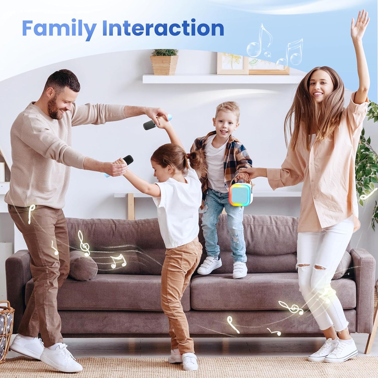 Karaoke Machine for Kids Adults, Portable Bluetooth Mini Karaoke Microphone Singing Speaker Karaoke Player with 2 Wireless Mic Toys for All Smartphones,Birthday, Family,Home Party (Purple)