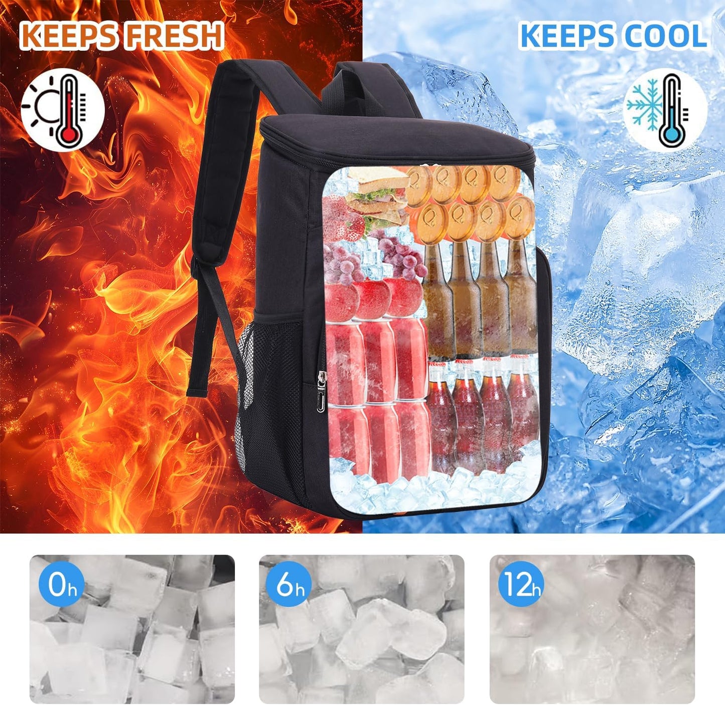 Bagtopia Camping Cooler Backpack 25 Cans, Leak Proof Insulated Thermal Bag, Beach Travel Picnic Lunch Backpack for Men Women