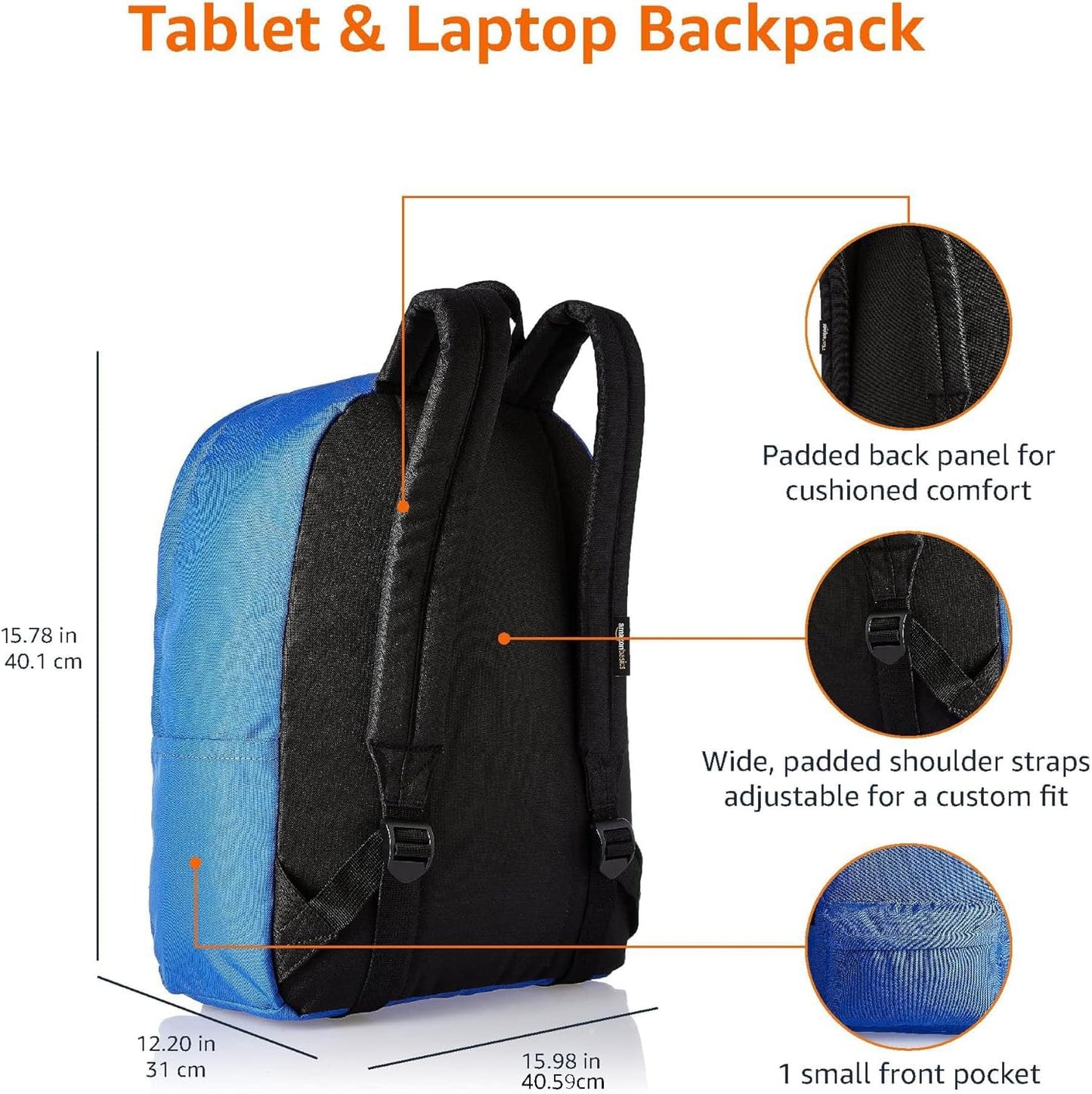 Amazon Basics Classic School Backpack - Black