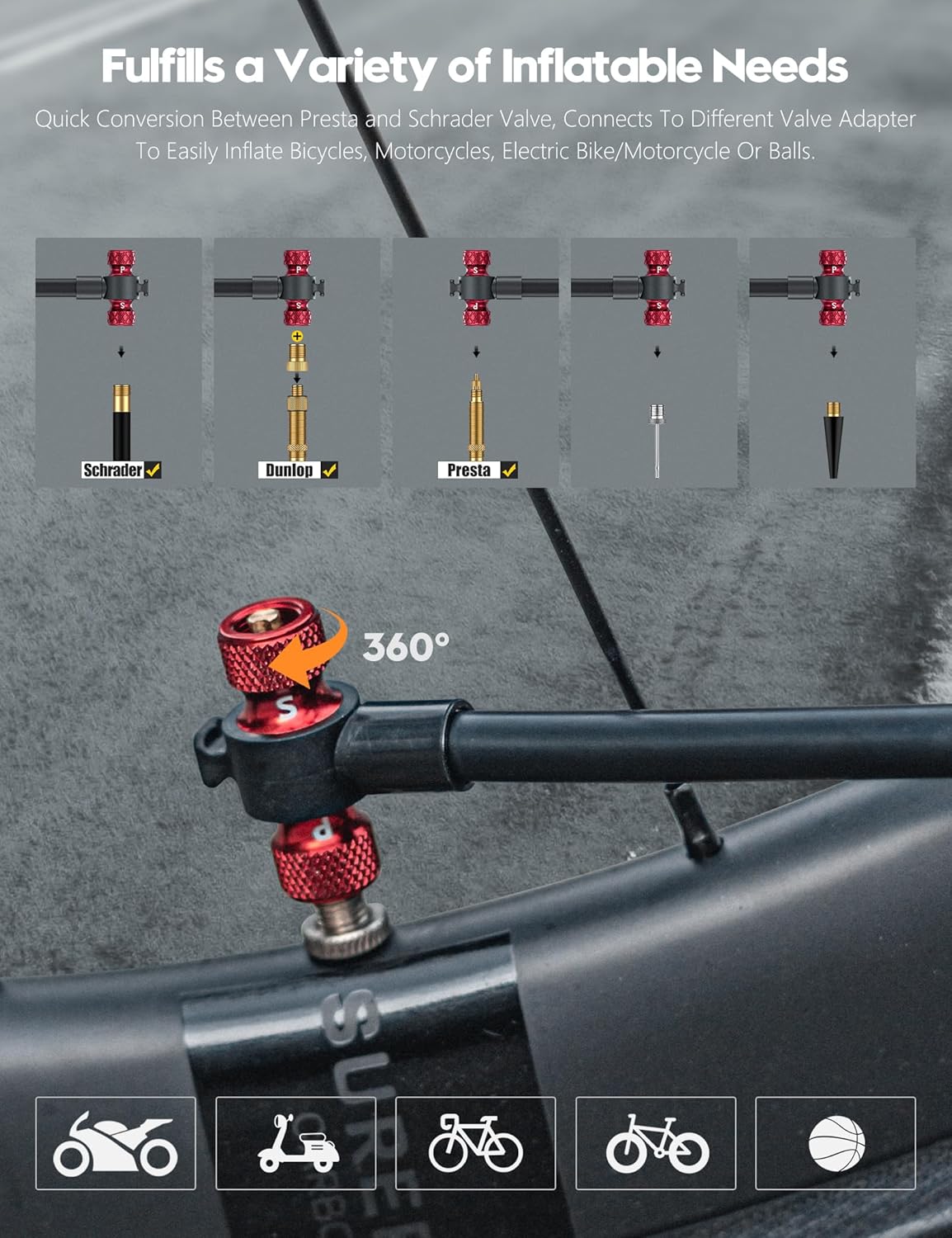 Tiakia Bike Floor Pump with Gauge High Pressure Portable Bike Pump High Volume Aluminum Tire Pump Small Bicycle Air Pump Fits Schrader Presta Valve Hand Pump for Bike Balls