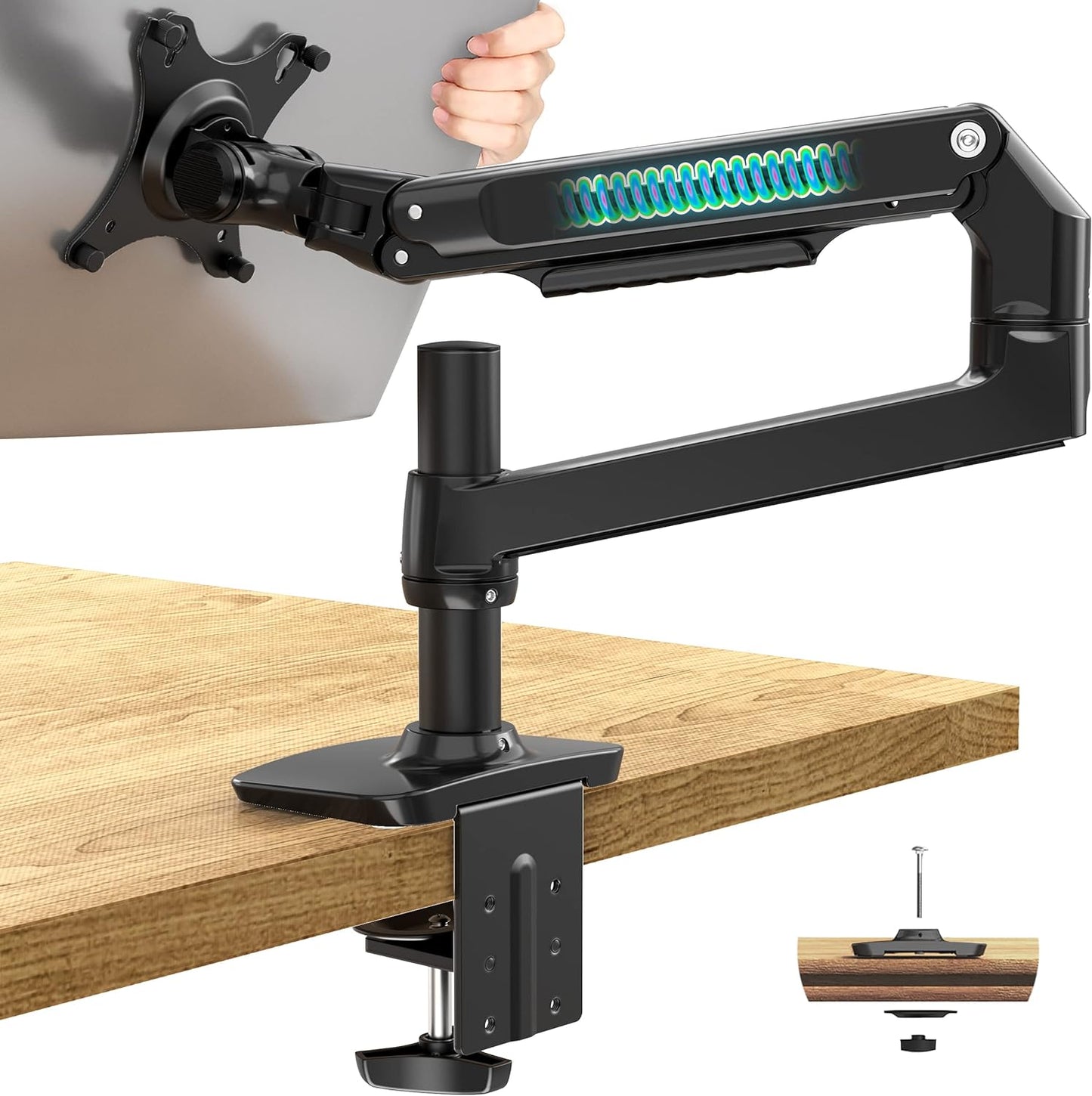 ErgoUnion Dual Monitor Stand for Desk, Vertical Dual Monitor Mount with Wide Range of Motion, Dual Monitor Arm for 17-40" Screen up to 25 lbs Each, Computer Monitor Stand for 2 Monitors - Black