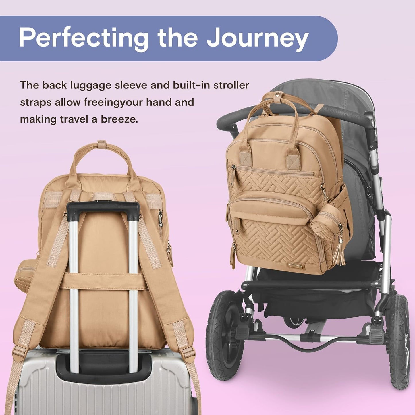 Diaper Bag Backpack, iniuniu Large Baby Bags with Diaper Pouch, Washable Changing Pad, Pacifier Case and Stroller Straps