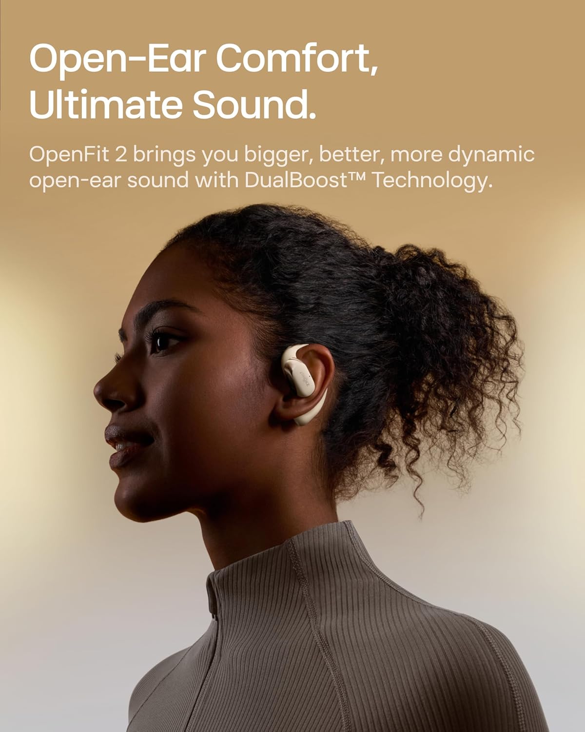 New SHOKZ OpenFit 2 Open-Ear Headphones, True Wireless Bluetooth Earphones with Microphone, Earhook Earbuds with 48 Hours of Playtime, Fast Charging, IP55 Water-Resistant, with Carrying Bag, Black