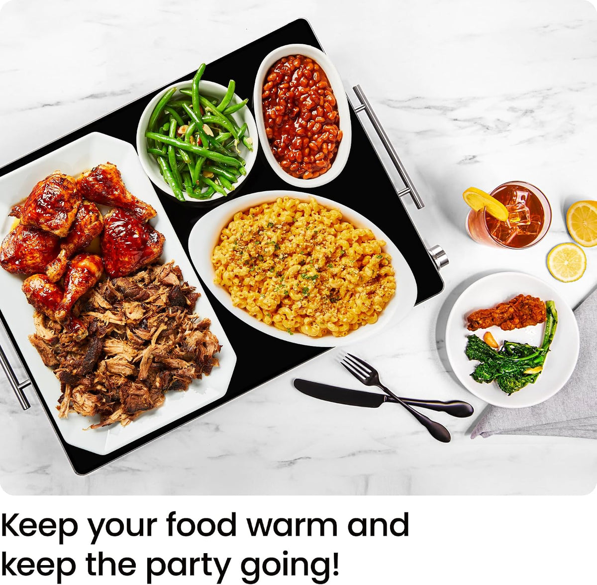 Chefman Electric Warming Tray with Adjustable Temperature Control, Perfect For Buffets, Restaurants, Parties, Events and Home Dinners, Glass Top, XL 21" x 16" Surface Keeps Food Hot - Black
