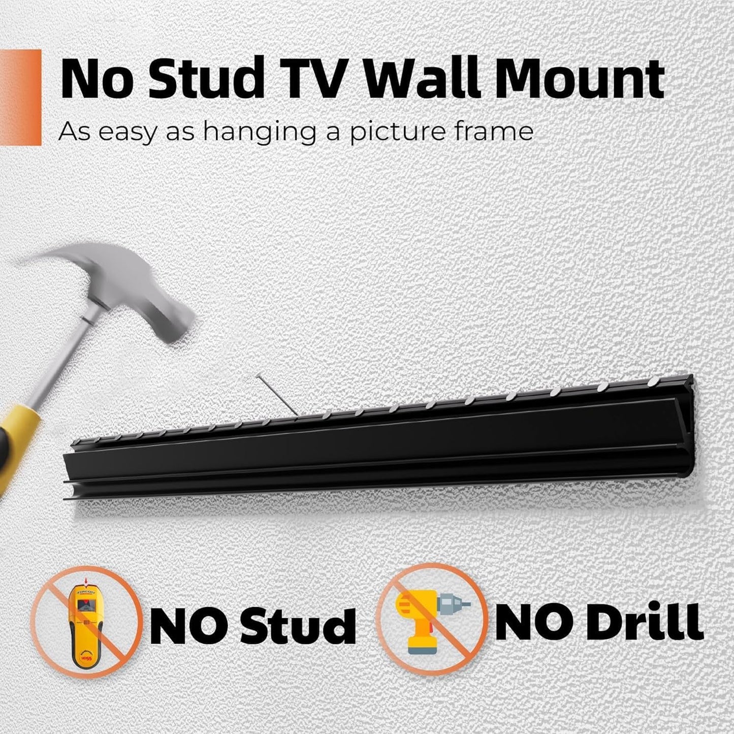 AENTGIU No Stud TV Wall Mount, Heavy Duty Drywall Wall Mount TV Bracket Hanger for 32-75 inch Flat Screen TVs, No Drill, No Anchors, Easy Install with All Hardware