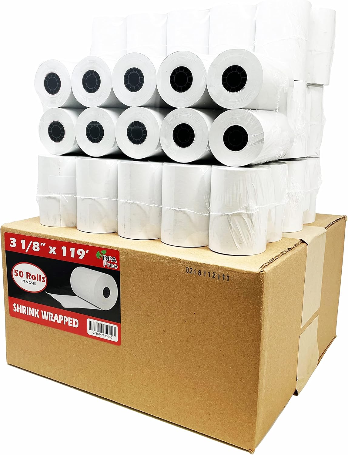 (50 Rolls) 2 1/4 x 50 Thermal Paper Receipt Rolls 2.25 x 50 ft POS Cash Register fits All Credit Card Terminals