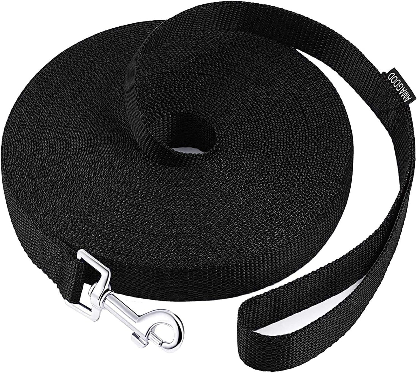AMAGOOD Dog/Puppy Obedience Recall Training Agility Lead-15 ft 20 ft 30 ft 50 ft Long Leash-for Dog Training,Tie Out,Play,Safety,Camping (15 feet, Black) - PuriLite