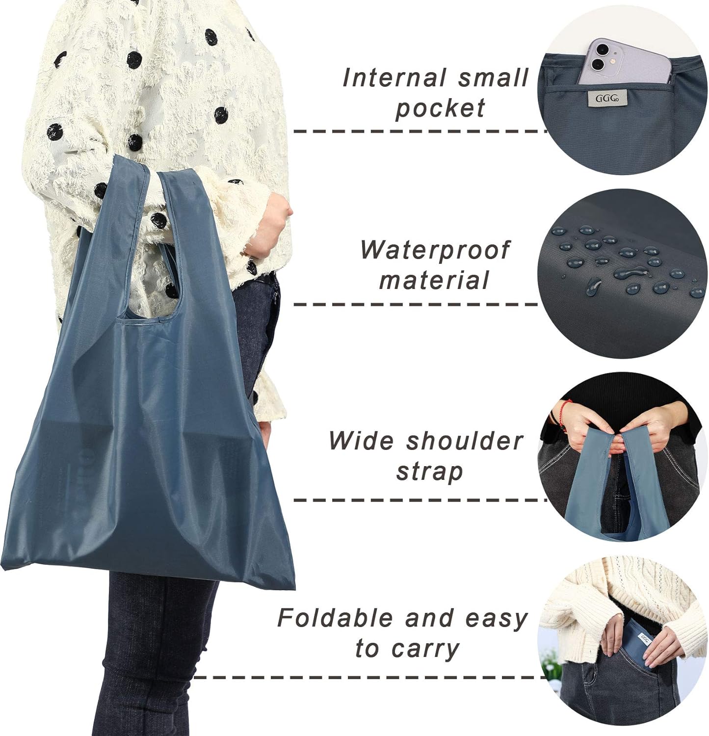 Purilite Select™ Reusable Grocery Bags – Heavy-Duty, Foldable, and Machine Washable (6-Pack