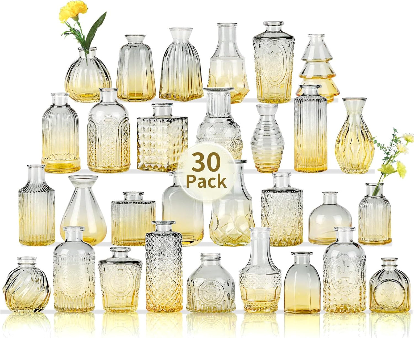 30 Pcs Mini Bud Vases As Wedding Centerpieces for Tables,Clear Bud Vases for Flowers,Small Flower Vases Suitable for Birthday Party,Anniversary,Wedding Reception,Baby Shower