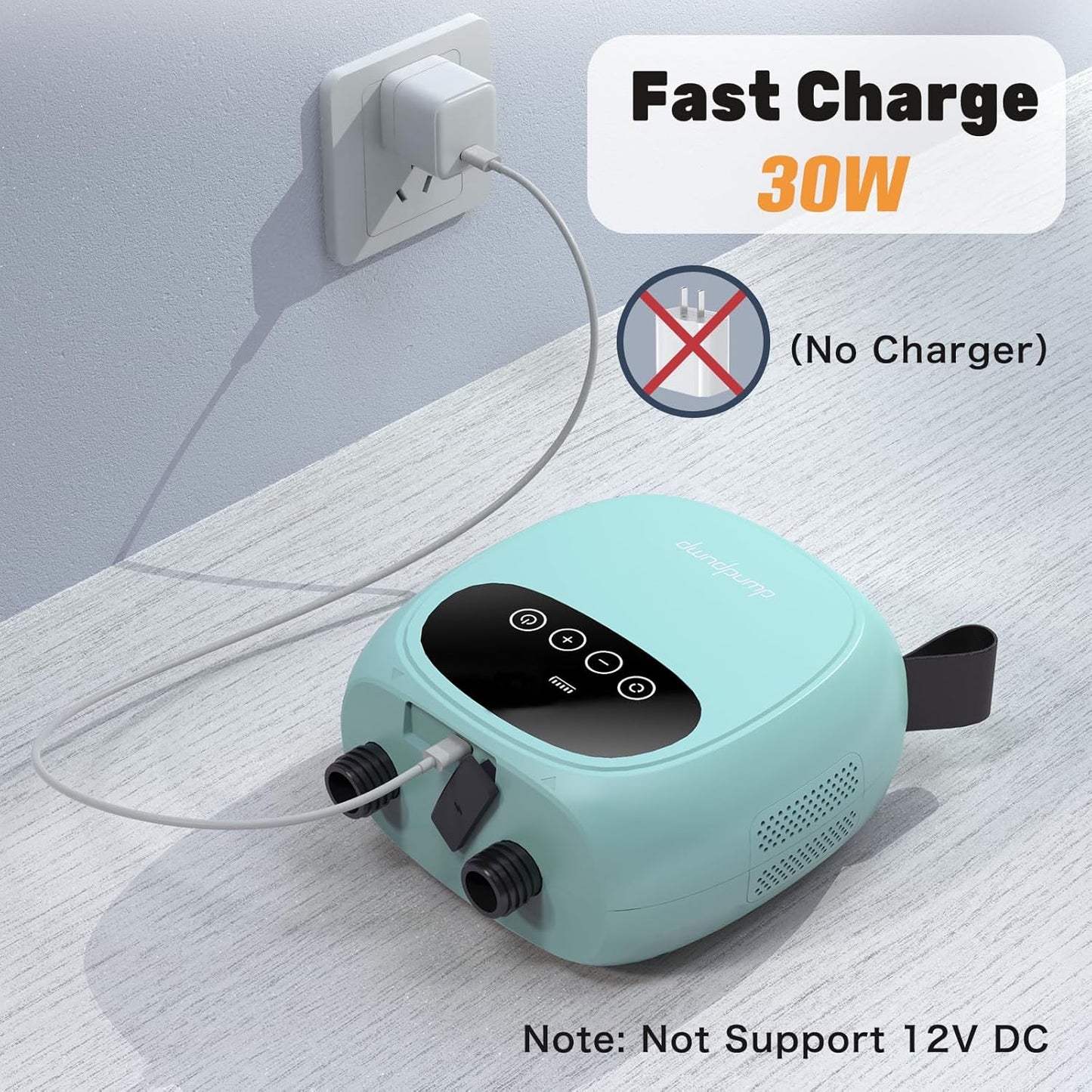 dwndpump Electric Paddle Board Pump, Rechargeable 20 PSI SUP Pump, Dual-Stage Inflation and Deflation Sup Air Pump, Electric Pump for Kayaks, Wind Wings, SUPs