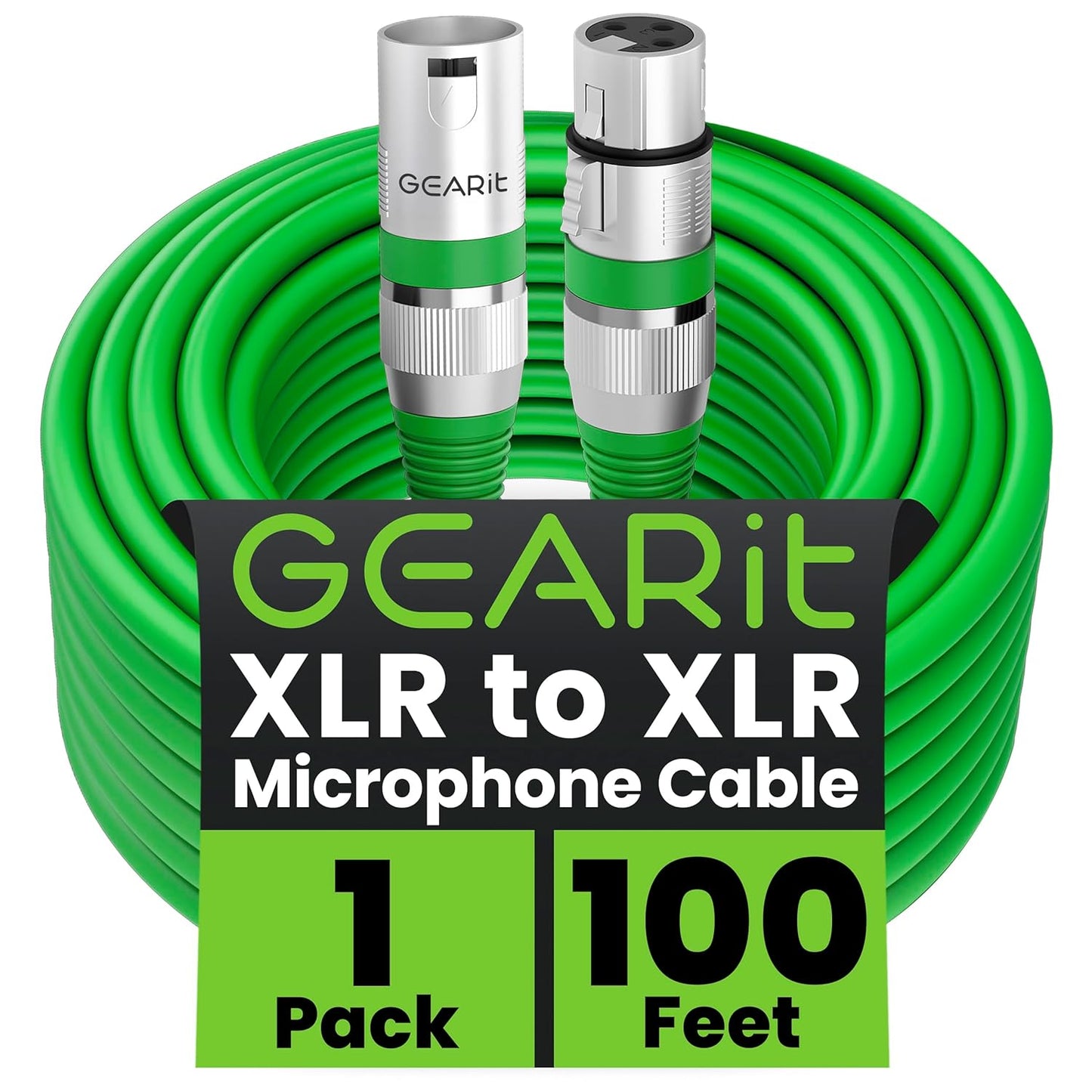 GEARit XLR Male to Female Microphone Cable (10 Feet, 6-Pack) 3-Pin Balanced Shielded Mixer, Recording Studio, Podcast - Black