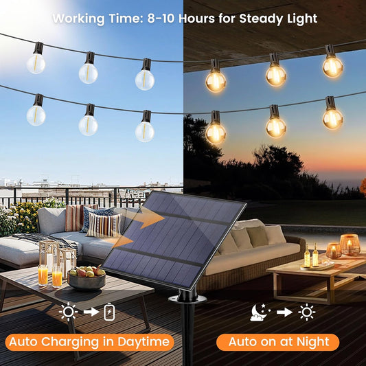 OHLUX 120FT Solar String Lights Outdoor with Remote, Patio Lights with 52 Shatterproof G40 Globe LED Filament Bulbs, Dimmable Outside Edison Hanging Light for Backyard Party Decor