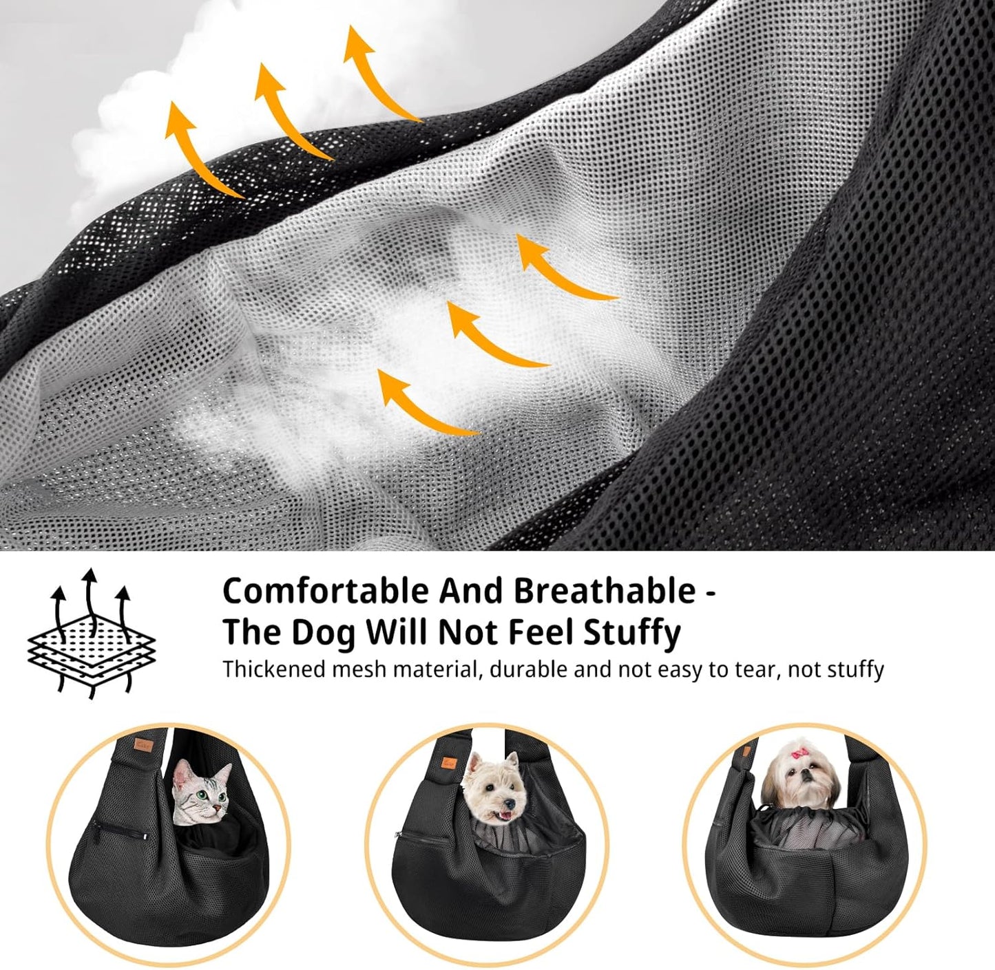 Cuby Adjustable Dog Cat Sling Padded Hard Bottom Pet Carrier Sling Soft Carrying Puppy Bag for Small Dogs Cats Outdoor Travel (Grayish-White)