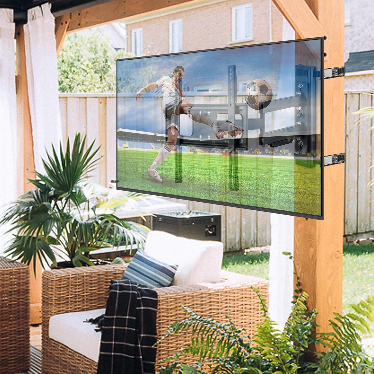 ZeboZap ZZTVC8022 Outdoor Flip Down Ceiling TV Mount | Gazebo TV Mount | Patio TV Mount | Pergola TV Mount | Pitched Roof | Height Adjustable | Under Cabinet| Holds 44lbs | Fits 17-in to 37-in | Black