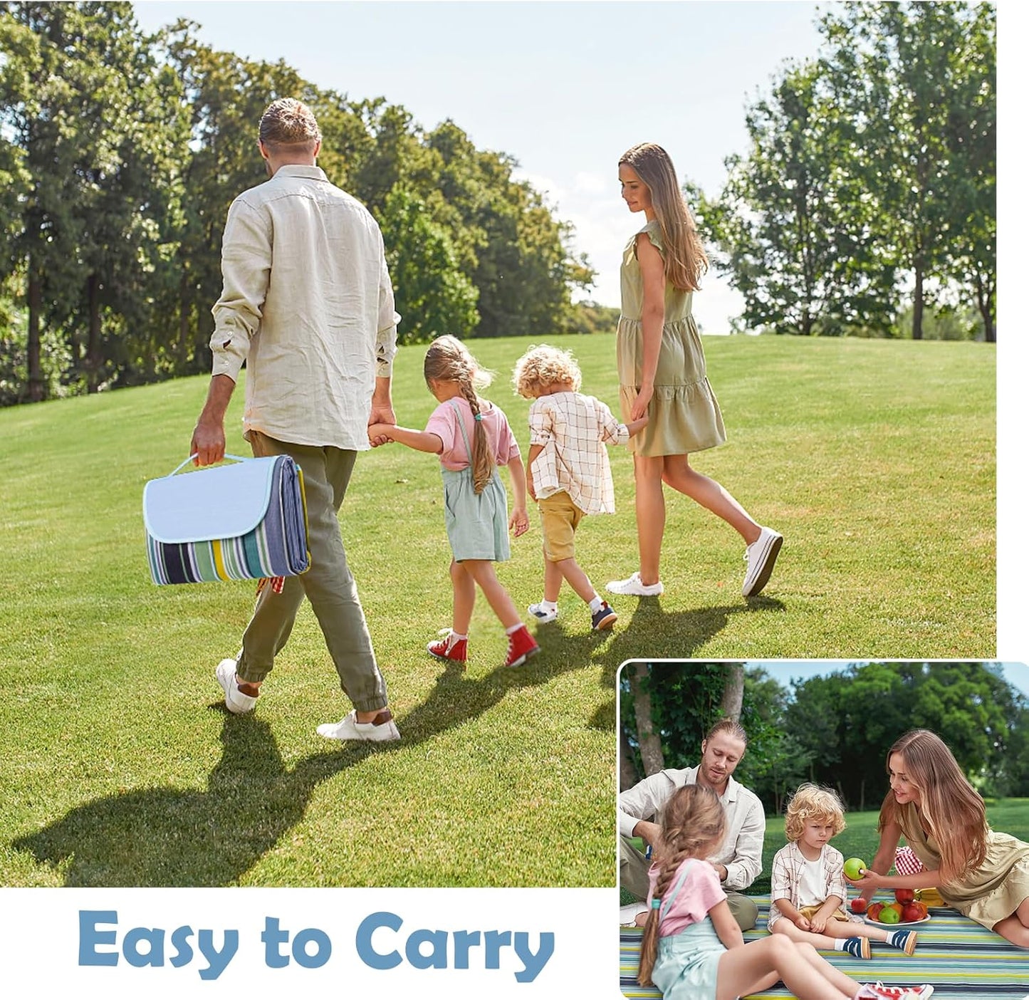 Habaylin Picnic Blanket Large, 79"X79" Waterproof Extra Large Beach Blanket, Foldable Picnic Blanket for Hiking, Party, Camping on Grass Sandproof Handy Picnic Mat