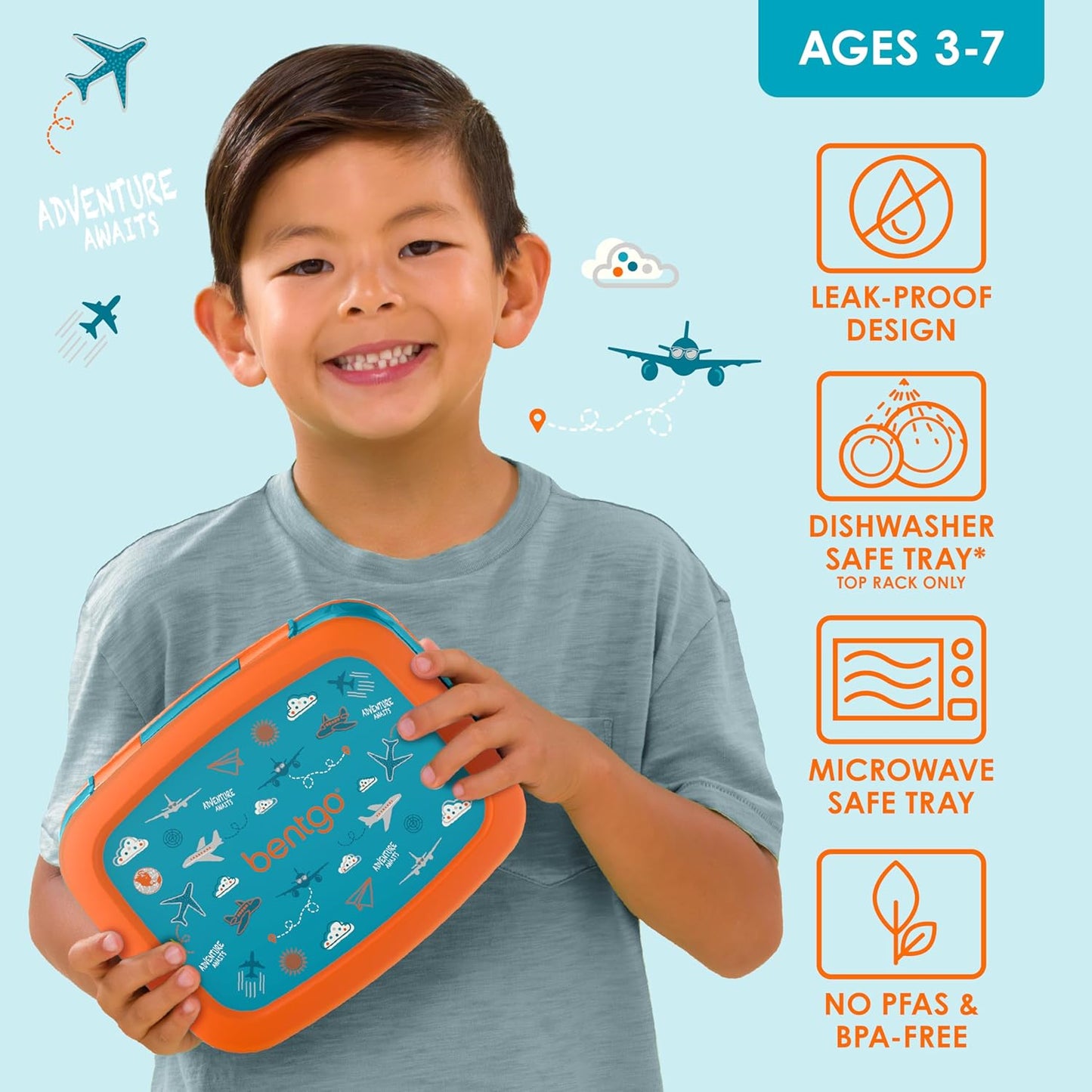 Bentgo Kids Prints Leak-Proof, 5-Compartment Bento-Style Kids Lunch Box - Ideal Portion Sizes for Ages 3-7, Durable, Drop-Proof, Dishwasher Safe, & Made with BPA-Free Materials (Green Rainbow)