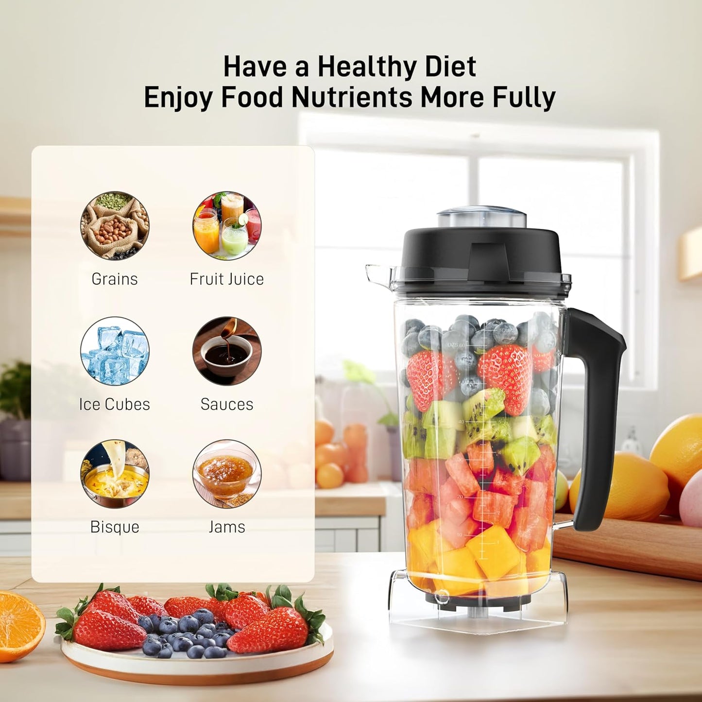 64oz Blenders Container for Vitamix replacement Pitcher Container Jar Cup Food Processor Accessories Kit, Fit to Vitamix 5300 7500, Classic C/Commercial/Explorian series