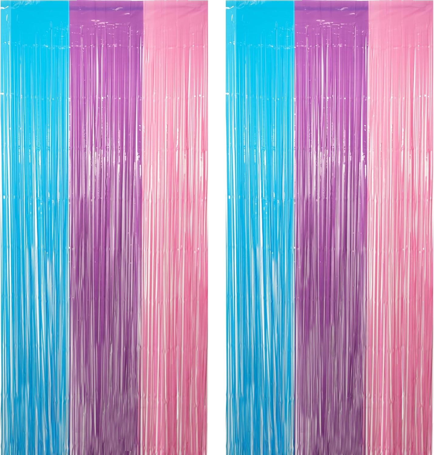 GREATRIL Iridescent Party Tinsel Fringe Backdrop Decorations - Holographic Foil Streamers Curtain for Mermaid/Under The Sea/Frozen/Ocean/Disco/Birthday Themed 3.2ft x 6.5ft - 2 PCS