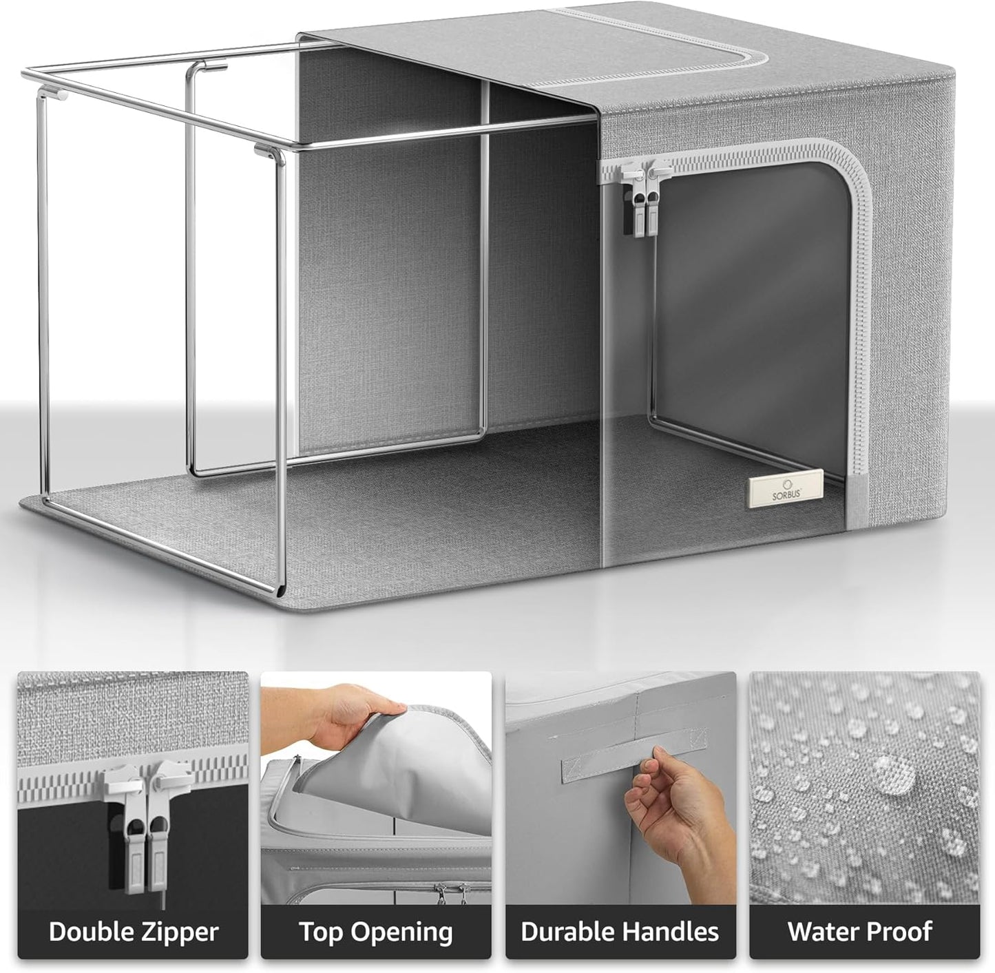 Purilite Select Storage Bins – Foldable Stackable Container Organizer