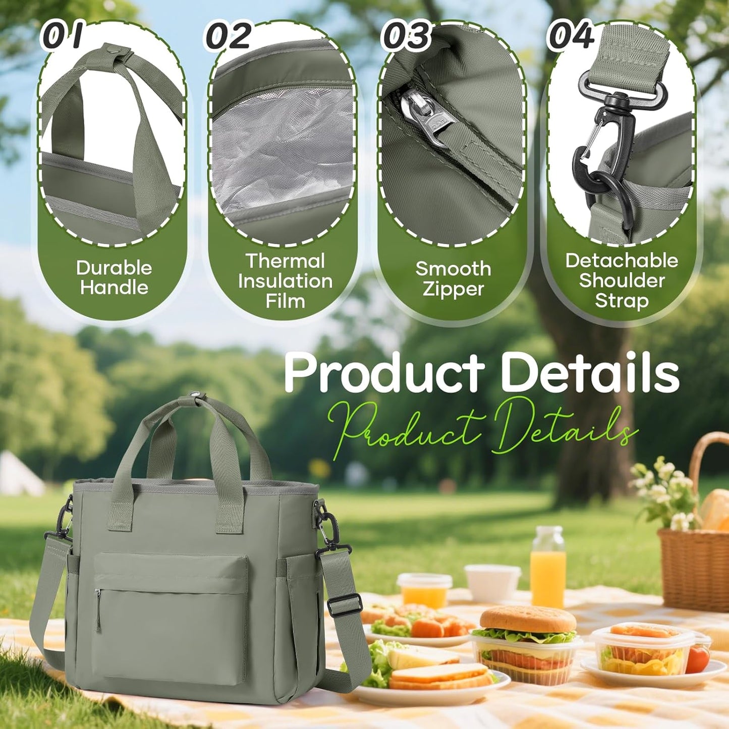Lunch Bag Insulated Lunch Box Leakproof Lunch Tote Bags for Women Men,Portable Thermal Cooler Bag Lunch Containers with Shoulder Strap for Work, Family, Picnic, School, Outdoor,BBQ C2-Pinkpurple