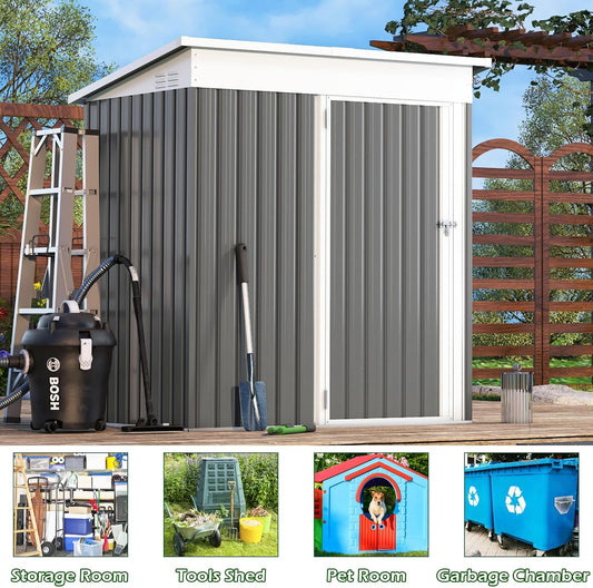 U-MAX 5'x3' Outdoor Storage Shed with Floor Base, Small Metal Garden Sheds & Outdoor Storage Clearance with Waterproof Floor Included, 3x5 Tiny Utility and Tool Sheds