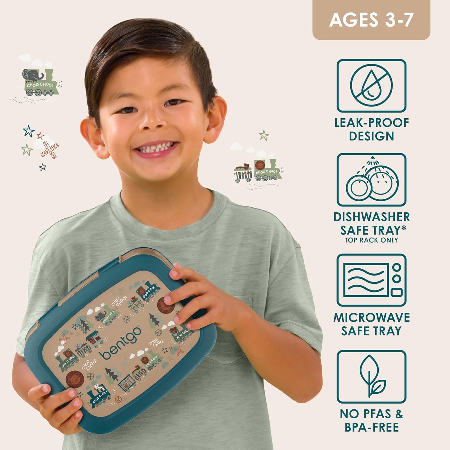 Bentgo Kids Prints Leak-Proof, 5-Compartment Bento-Style Kids Lunch Box - Ideal Portion Sizes for Ages 3 to 7 - BPA-Free, Dishwasher Safe, Food-Safe Materials - 2021 Collection (Llamas)